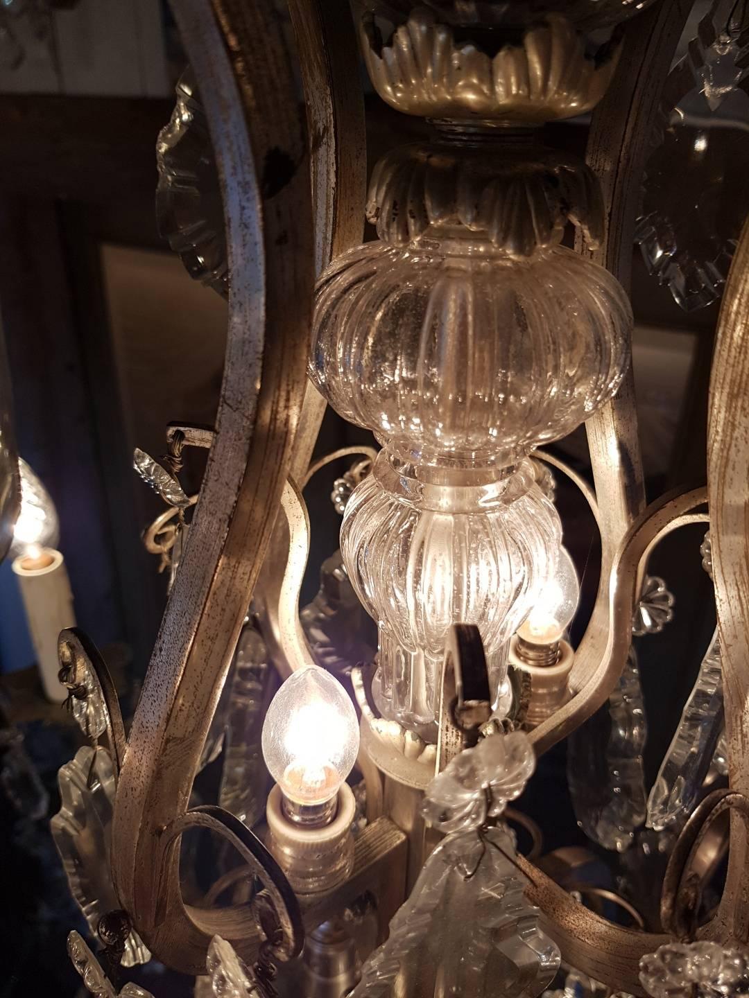 French Chandelier in Silver Color with 12 Lights, Early 1900 For Sale 9
