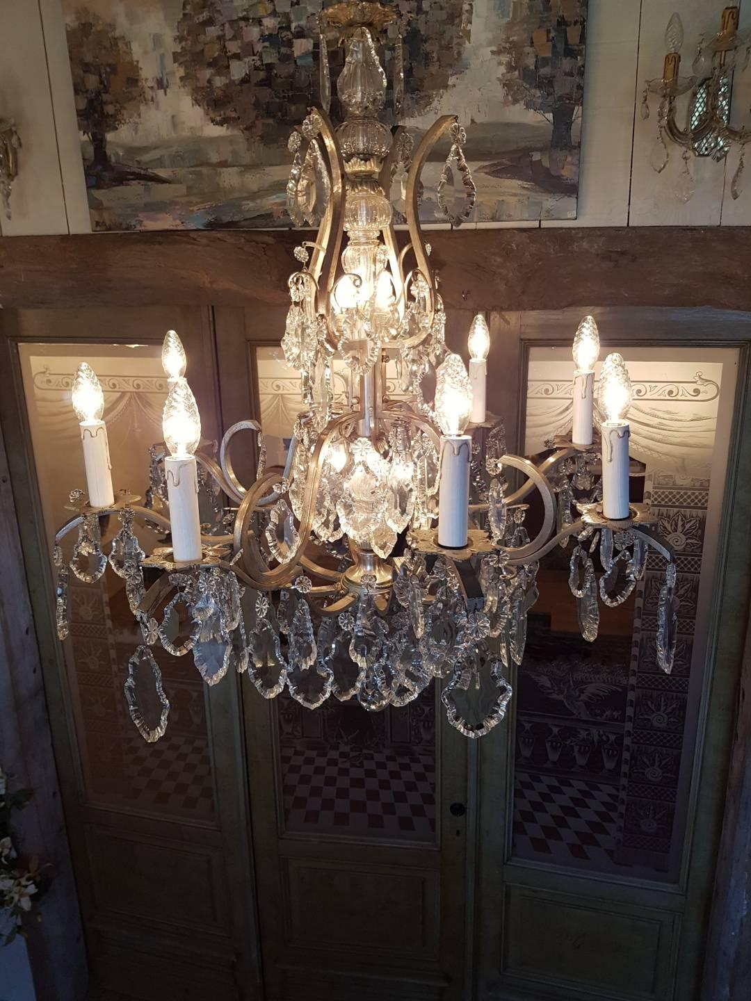 French Chandelier in Silver Color with 12 Lights, Early 1900 For Sale 10