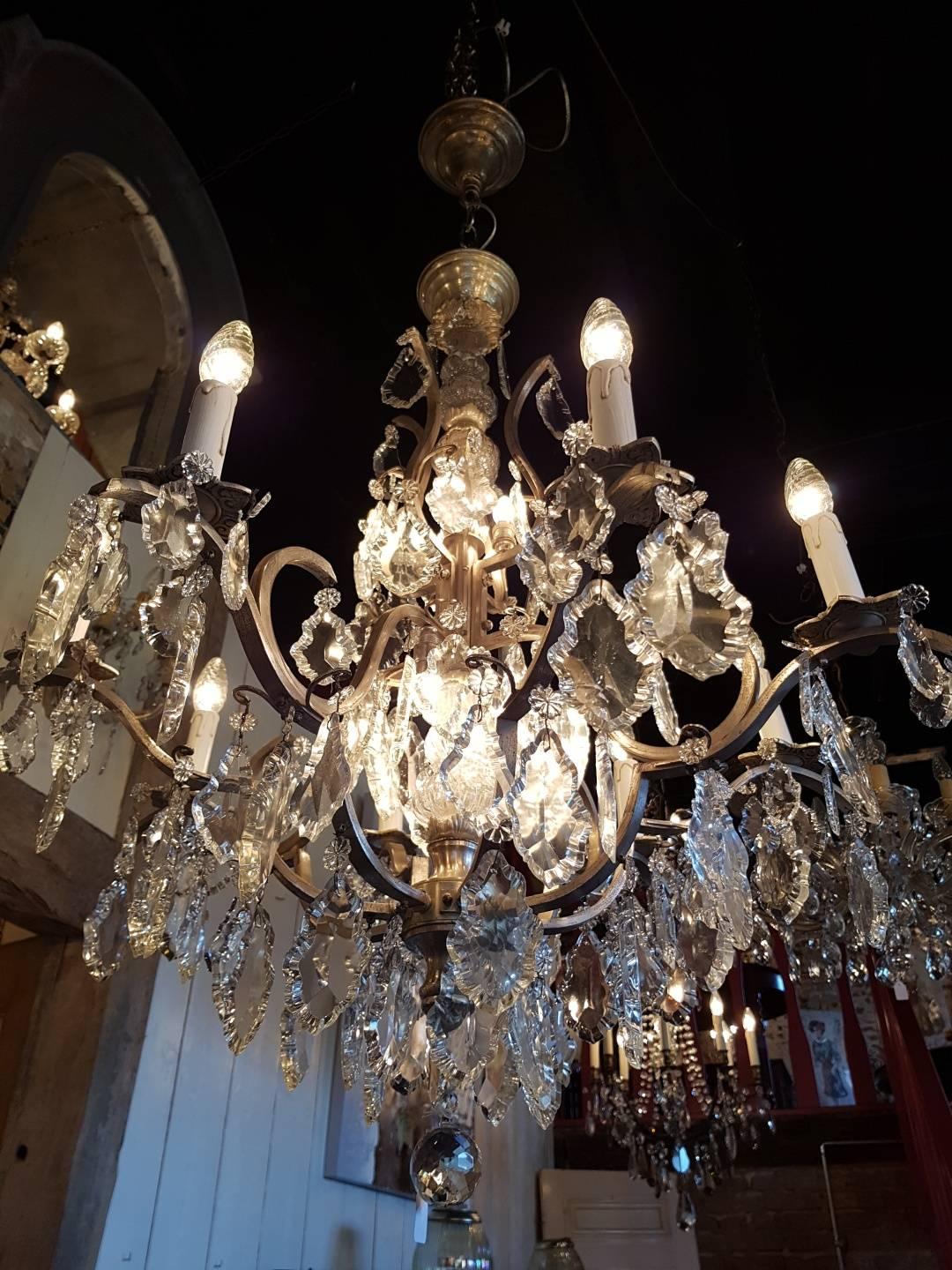 French Chandelier in Silver Color with 12 Lights, Early 1900 In Good Condition For Sale In Oldebroek, NL