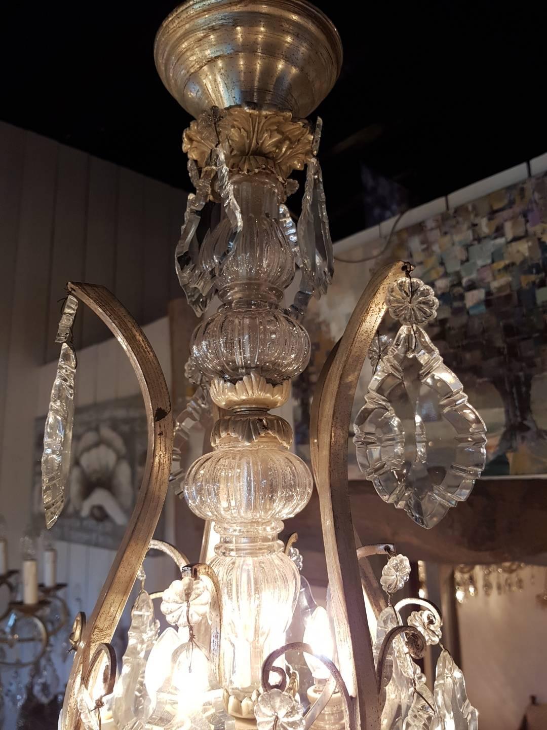 Silver Plate French Chandelier in Silver Color with 12 Lights, Early 1900 For Sale