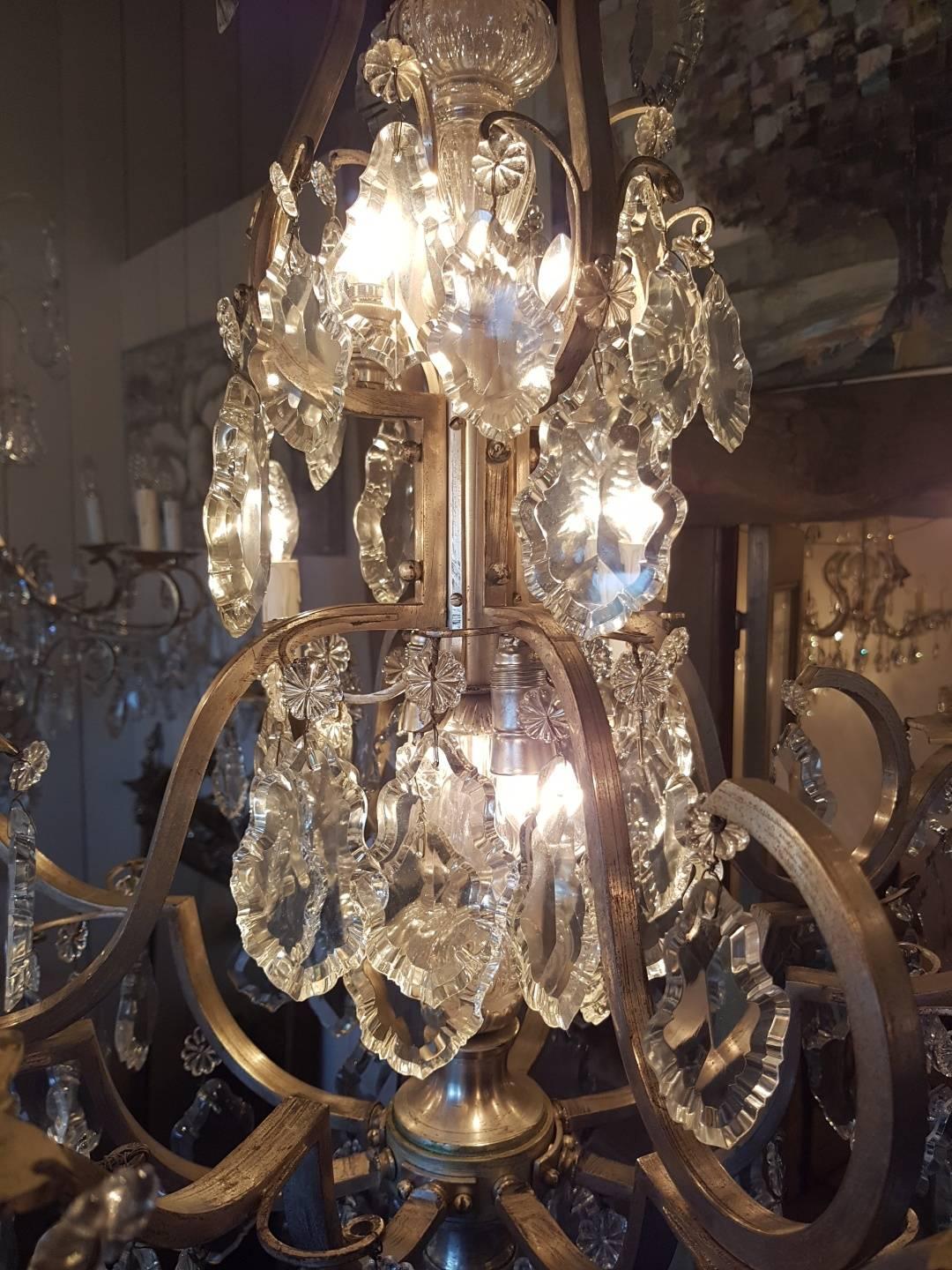 French Chandelier in Silver Color with 12 Lights, Early 1900 For Sale 1