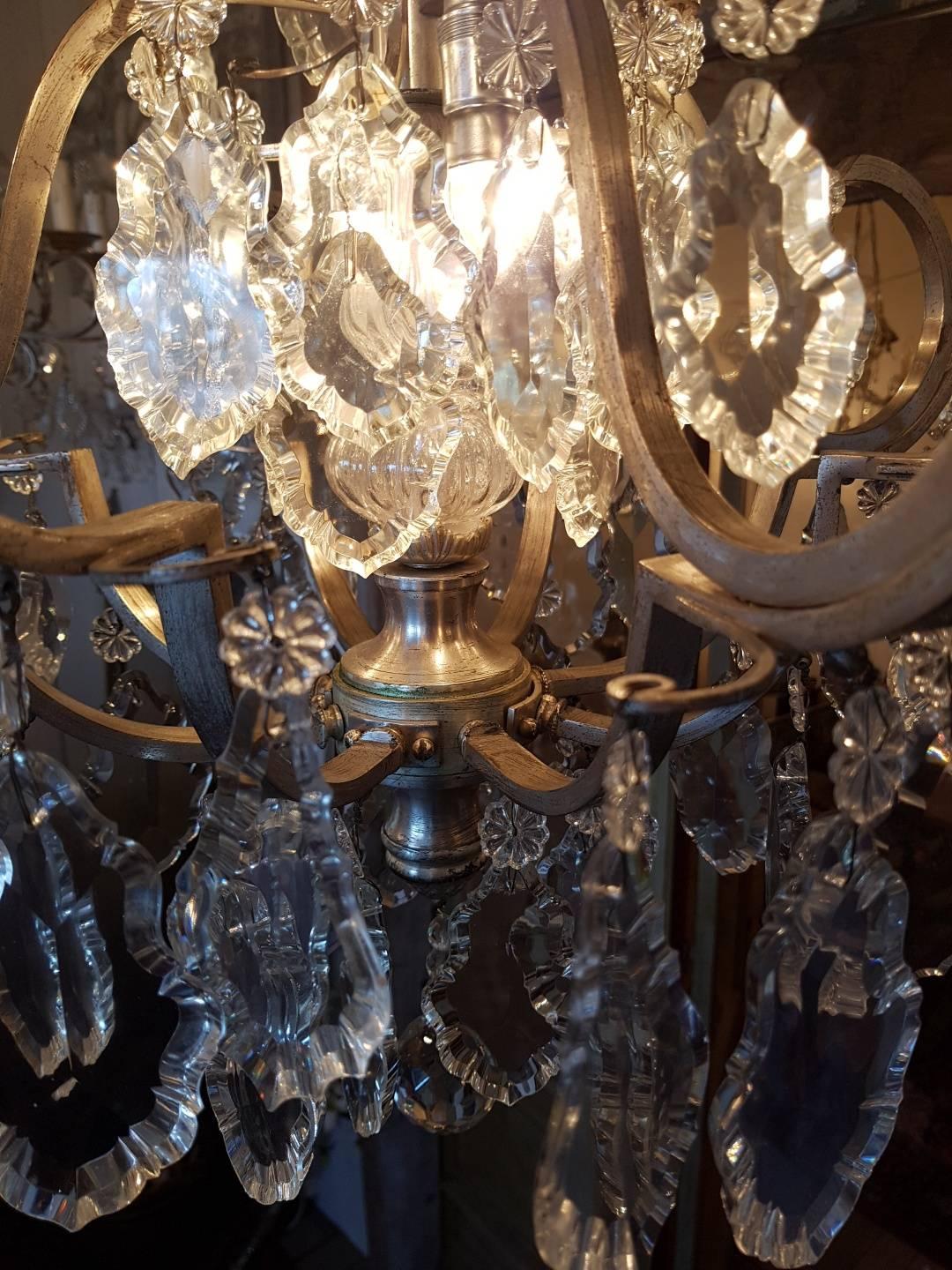 French Chandelier in Silver Color with 12 Lights, Early 1900 For Sale 2