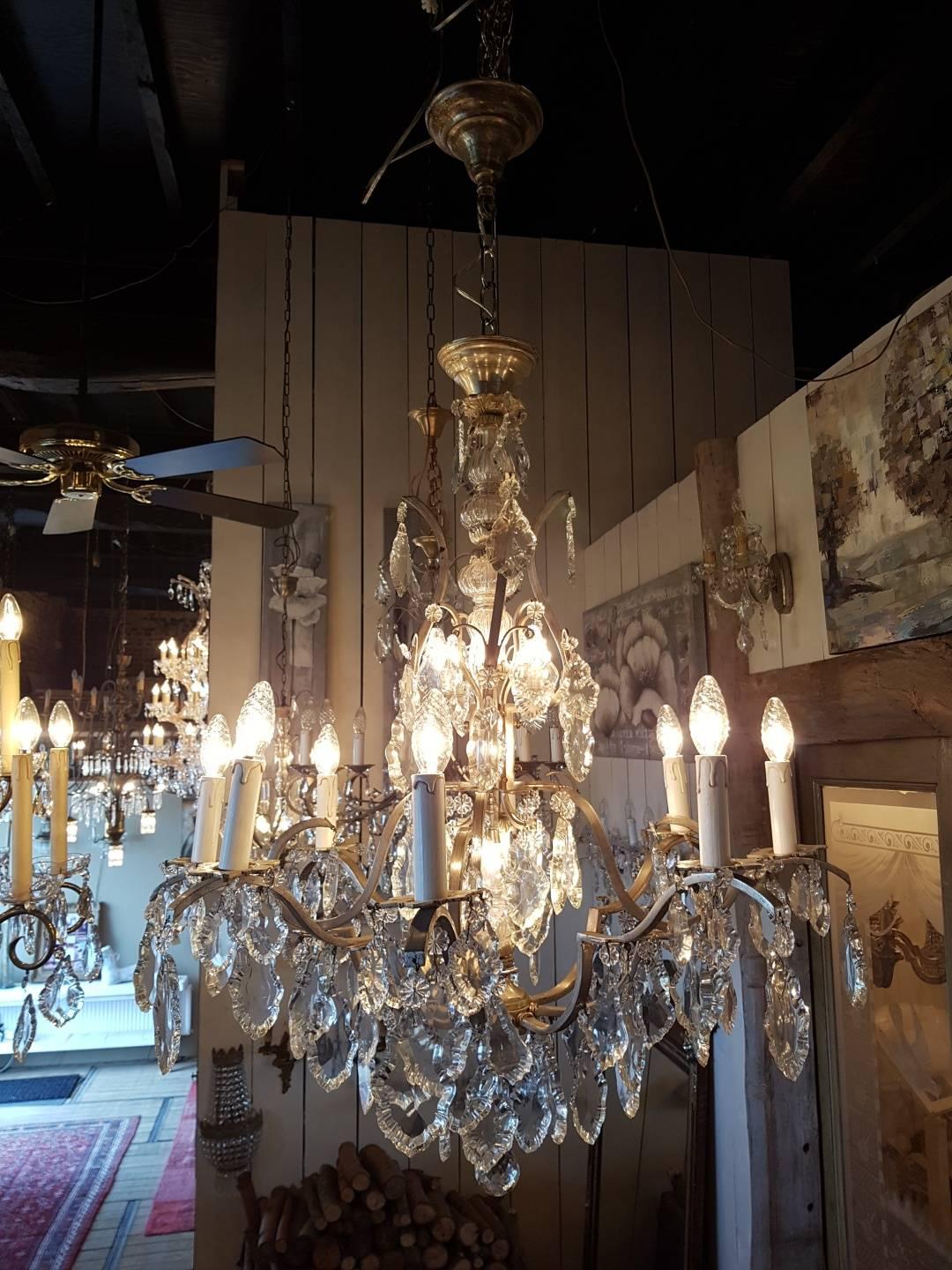 French Chandelier in Silver Color with 12 Lights, Early 1900 For Sale 3