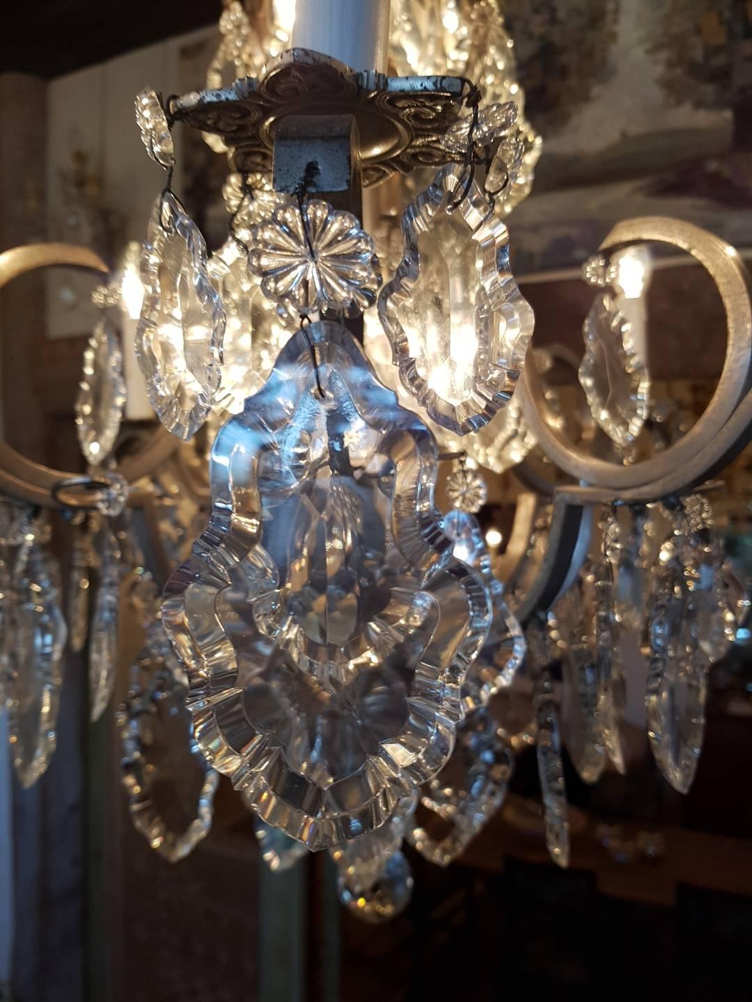 French Chandelier in Silver Color with 12 Lights, Early 1900 For Sale 4