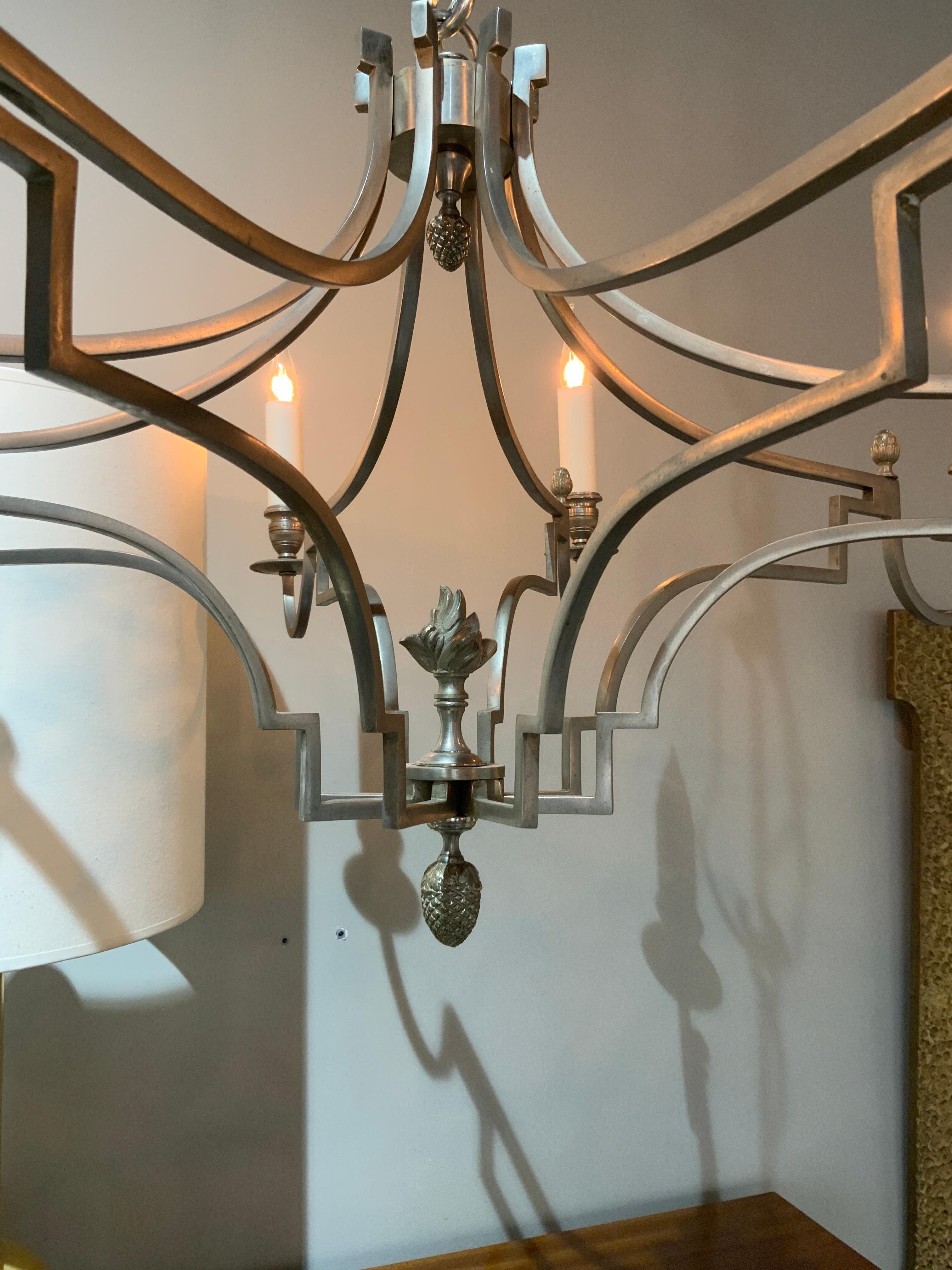 A very elegant French chandelier in steel by Maison Charles circa 1970
8 lights 