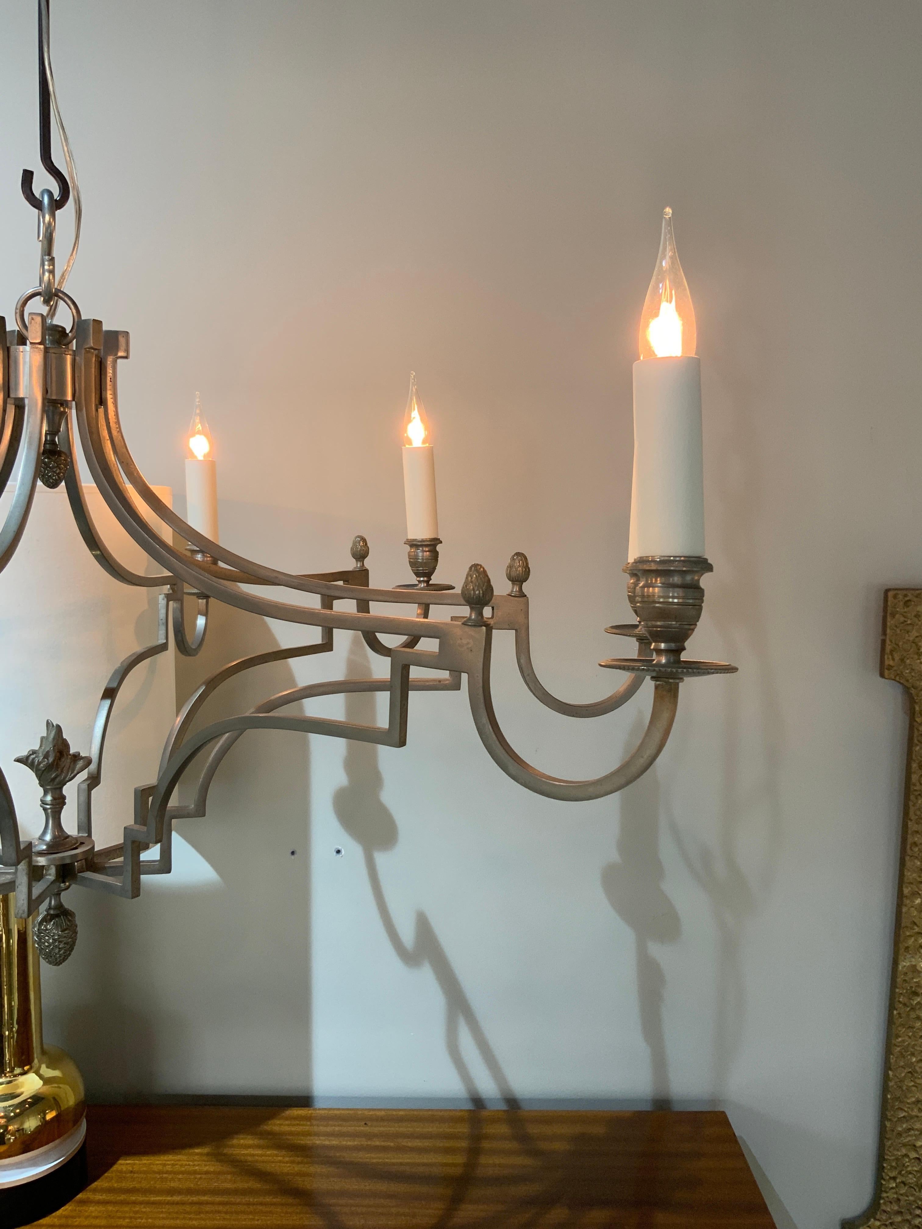 French chandelier in steel Maison Charles France circa 1970 For Sale 1