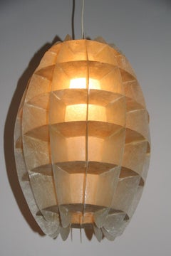 French Chandelier Oval 1960s in Beige Resin Like a Maze Verner Panton Style