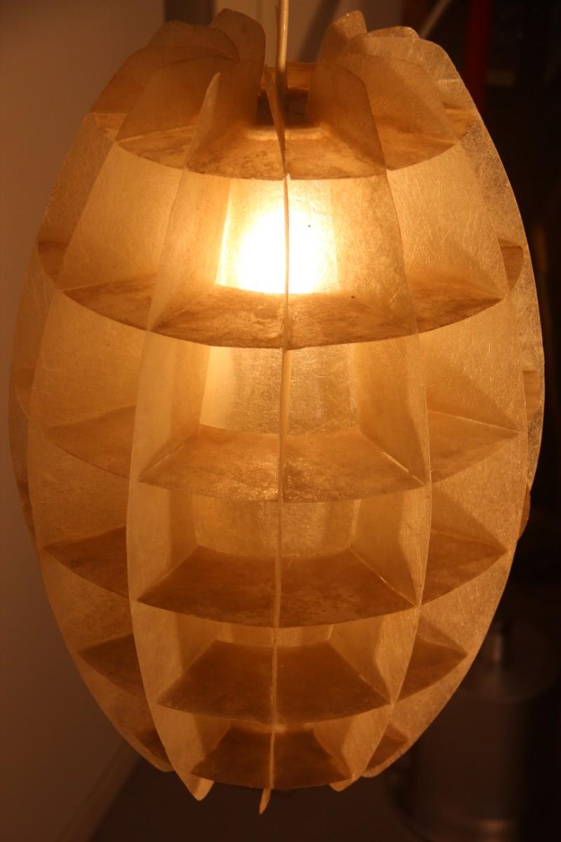 French Chandelier Oval 1960s in Beige Resin Like a Maze Verner Panton Style For Sale 2
