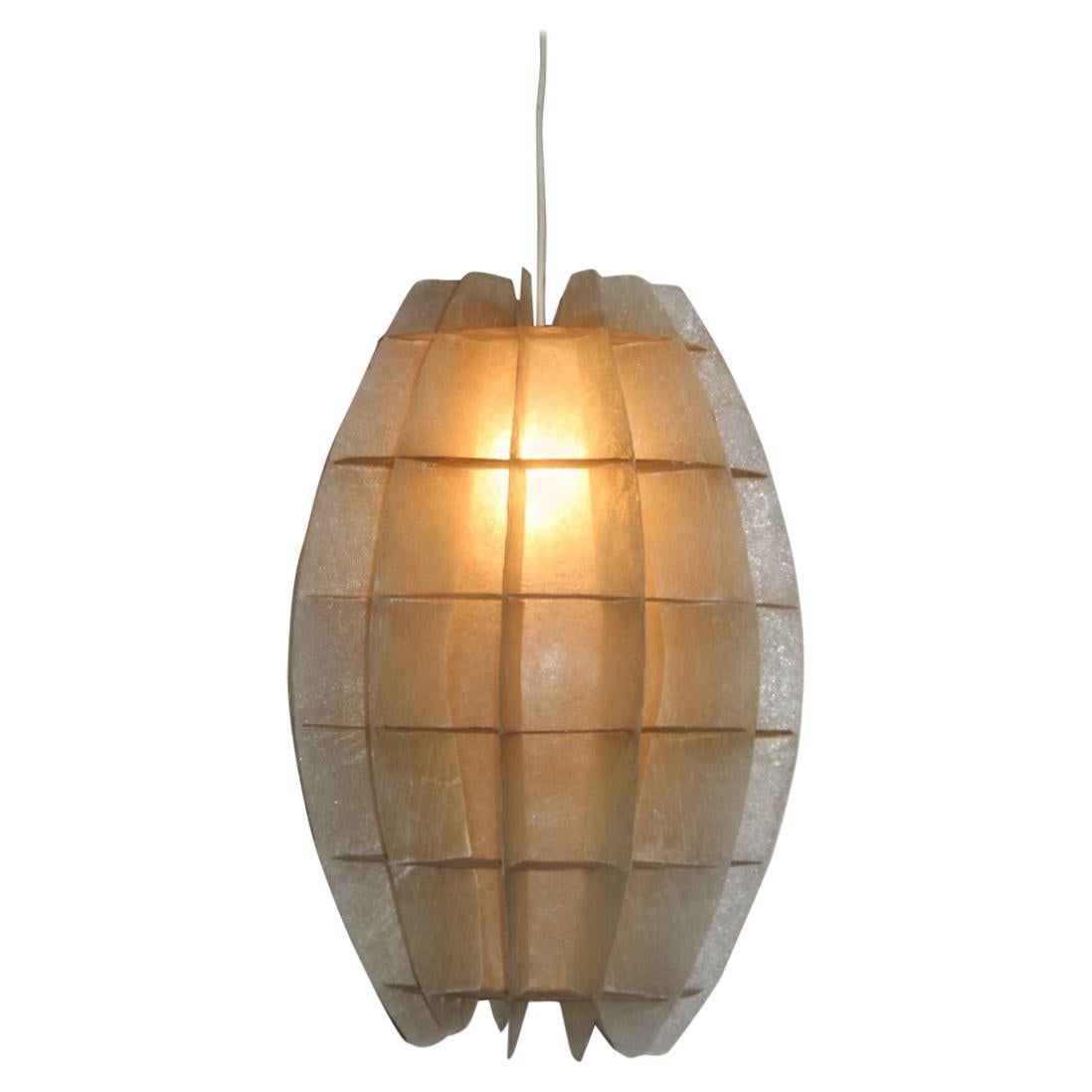 French Chandelier Oval 1960s in Beige Resin Like a Maze Verner Panton Style For Sale