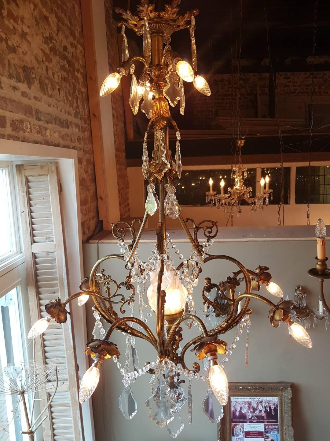 French Chandelier with Beautiful Details like Angels and Angel Faces In Good Condition For Sale In Oldebroek, NL