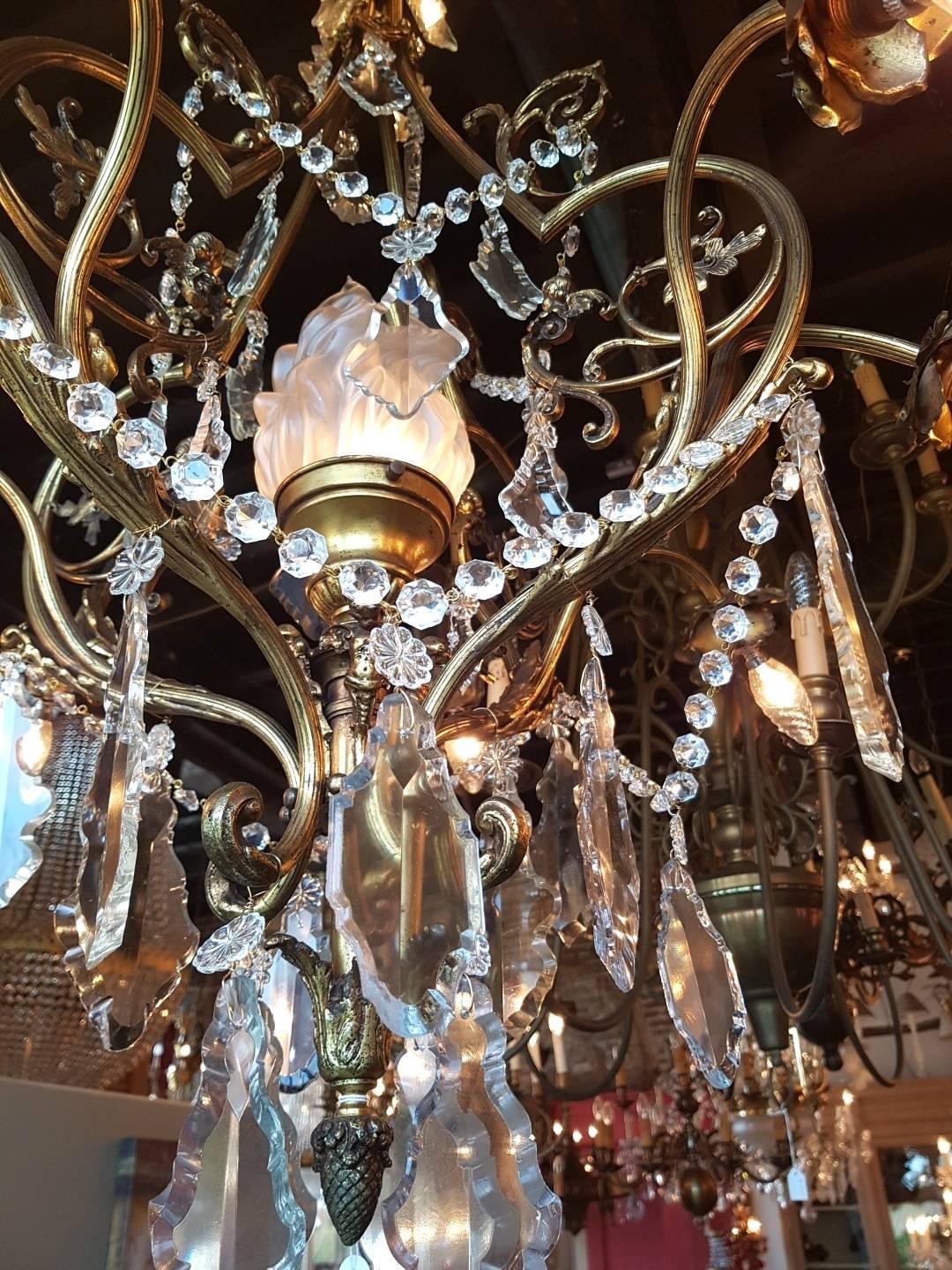 Brass French Chandelier with Beautiful Details like Angels and Angel Faces For Sale
