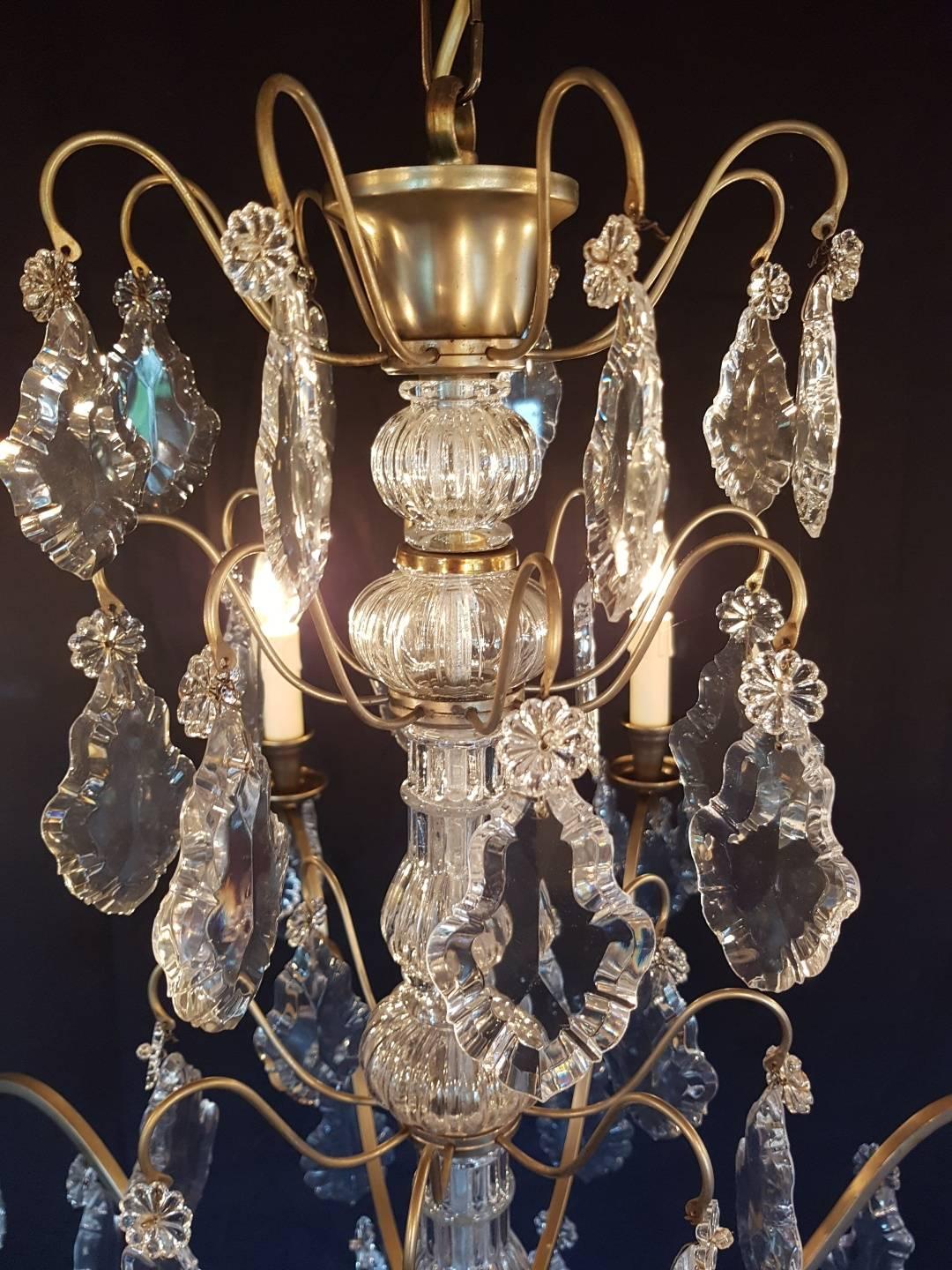 Glass French Chandelier with Eight Lights For Sale