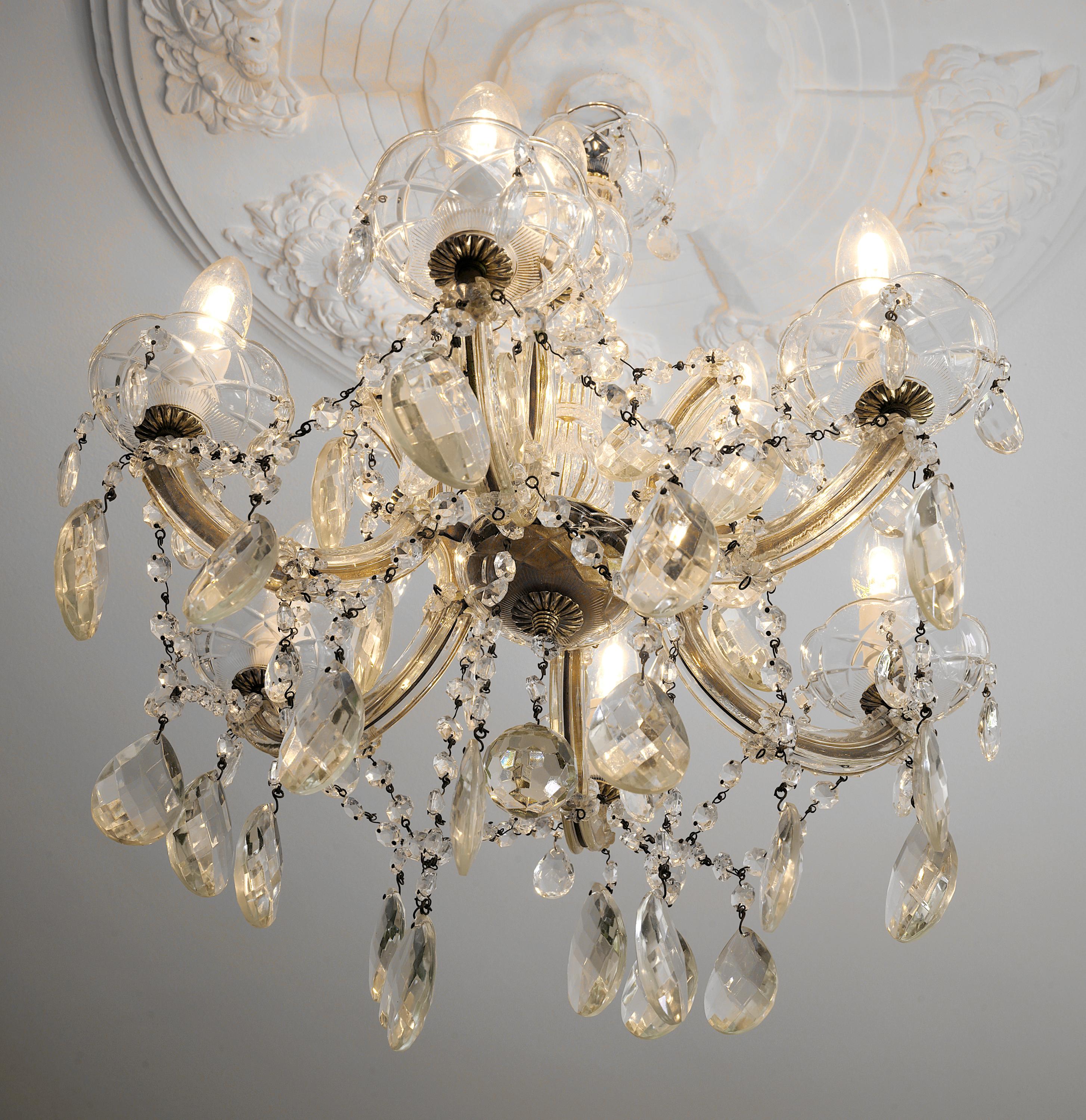 Metal French Chandelier with Tassels, 1950s For Sale