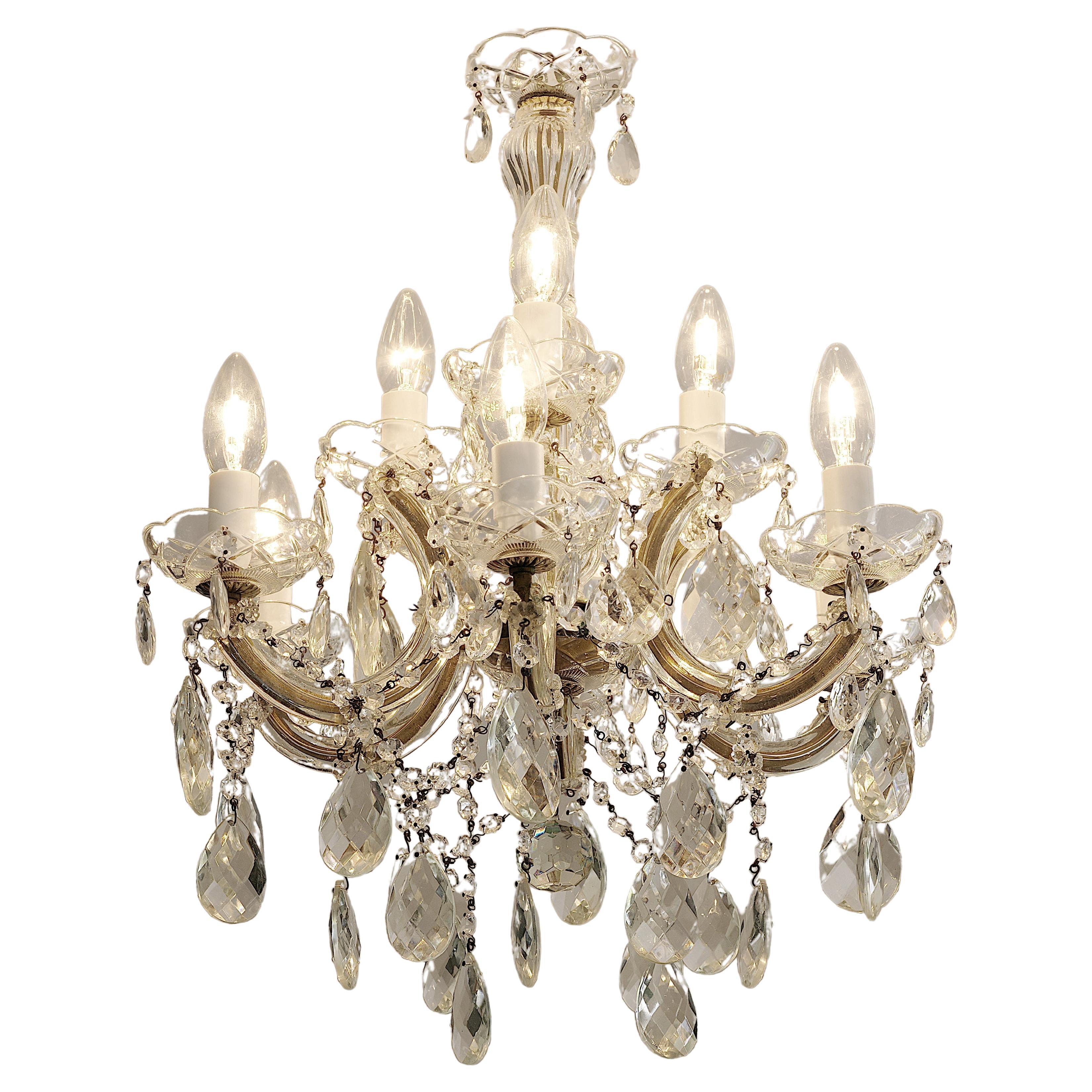 French Chandelier with Tassels, 1950s For Sale