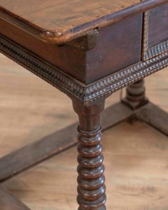 French Changer’s Table from Jura in Walnut with Turned Legs, 18th Century