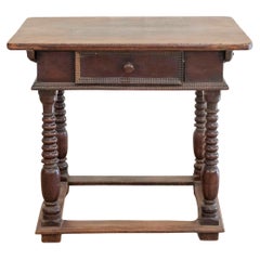 French Changer’s Table from Jura in Walnut with Turned Legs, 18th Century Antique French Changer’s Table from Jura in Walnut with Turned Legs, 18th Century