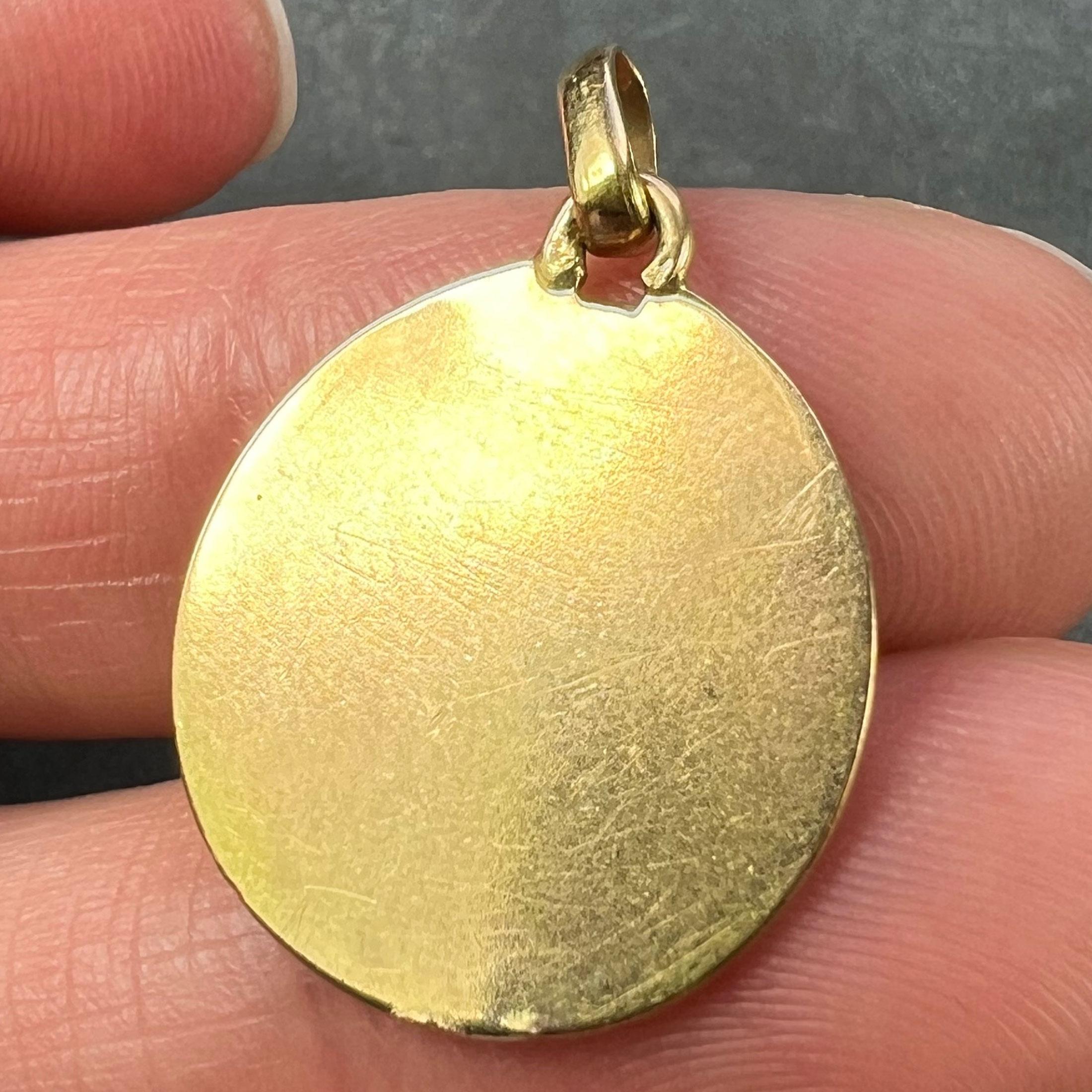 French Charl 18K Yellow Gold Jesus Christ Crown of Thorns Medal Charm Pendant For Sale 4