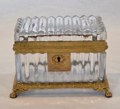 French Charles X Baccarat Crystal Casket with Fire-Gilt Ormolu Mounts, C.1820