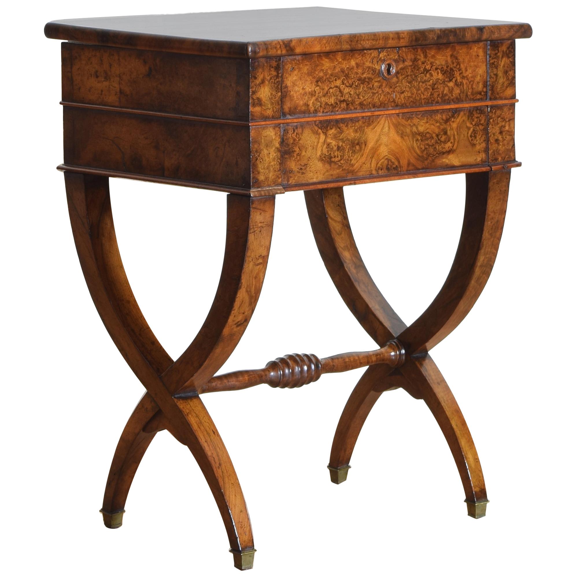French Charles X Burl Walnut Hinged-Top Dressing Table, circa 1830