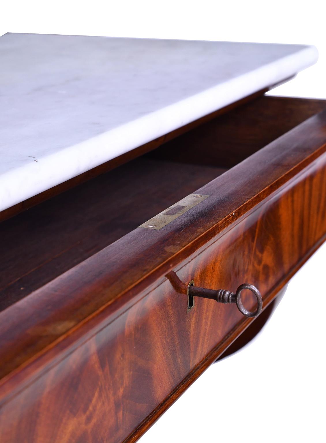 French Charles X Console Table in West Indies Mahogany with White Marble 6