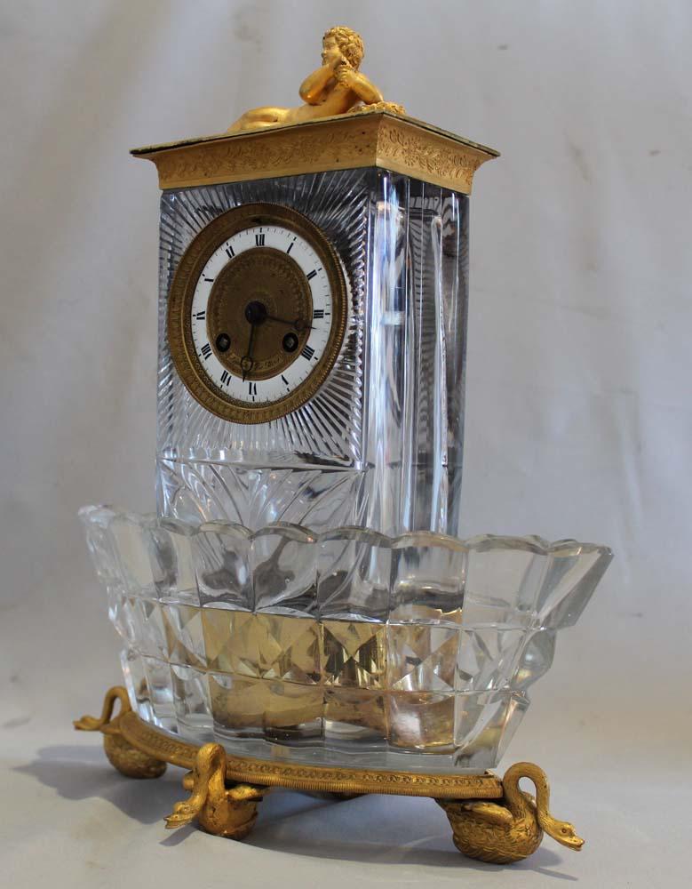 French Charles X Crystal and Ormolu Mantel Clock Signed Lepine et Cie a Paris In Good Condition For Sale In London, GB
