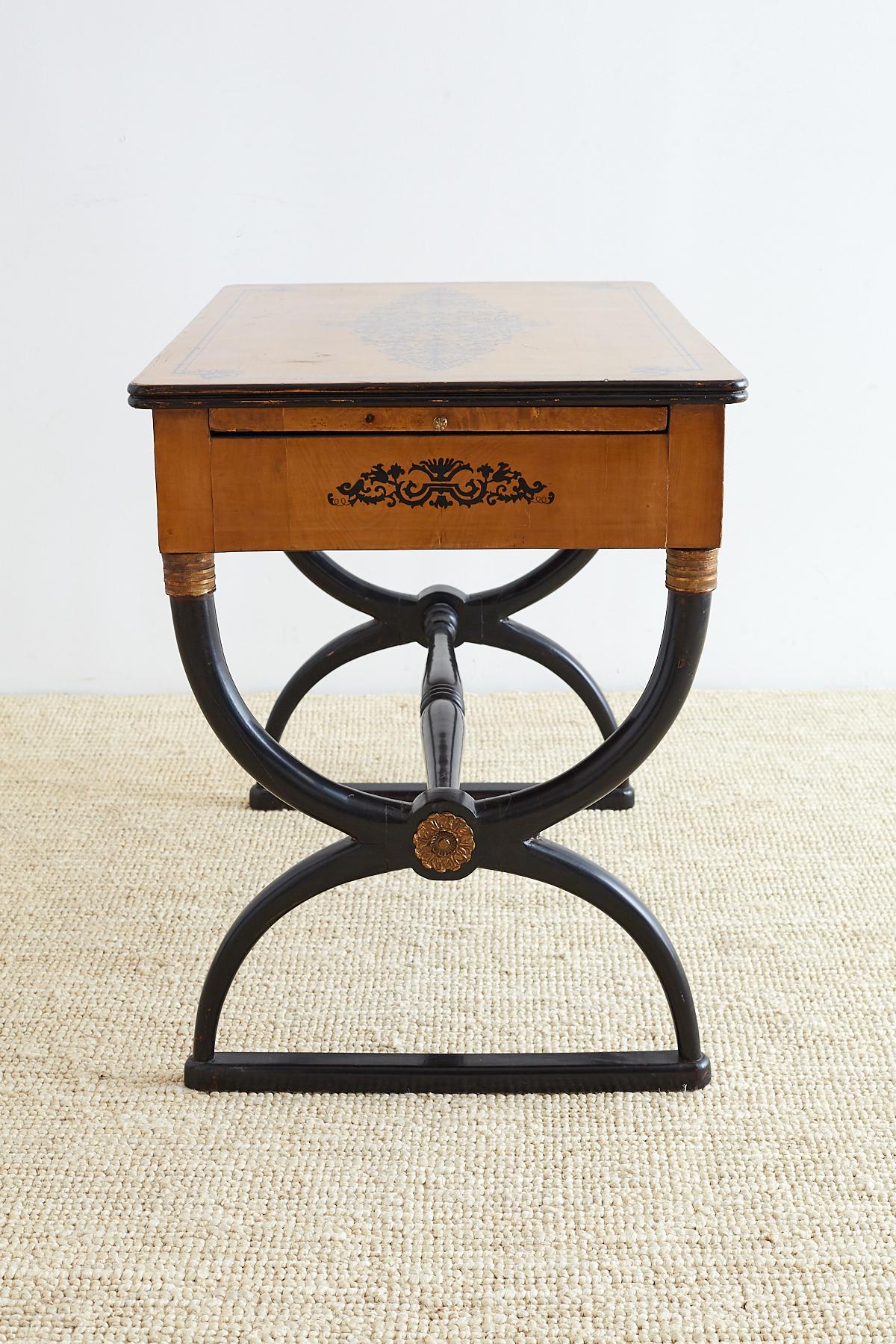 French Charles X Curule Leg Desk Writing Table For Sale 9