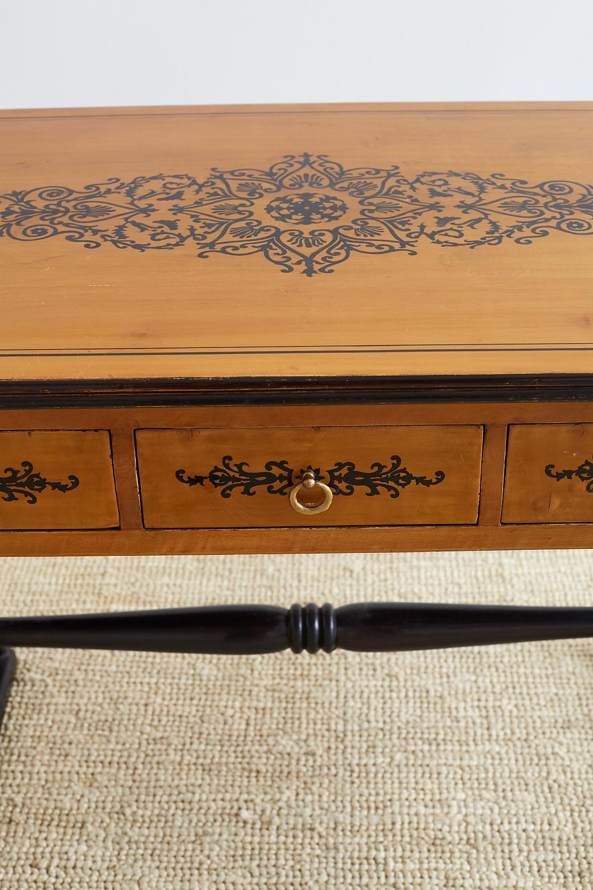 French Charles X Curule Leg Desk Writing Table In Fair Condition For Sale In Rio Vista, CA