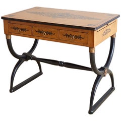 French Charles X Curule Leg Desk Writing Table