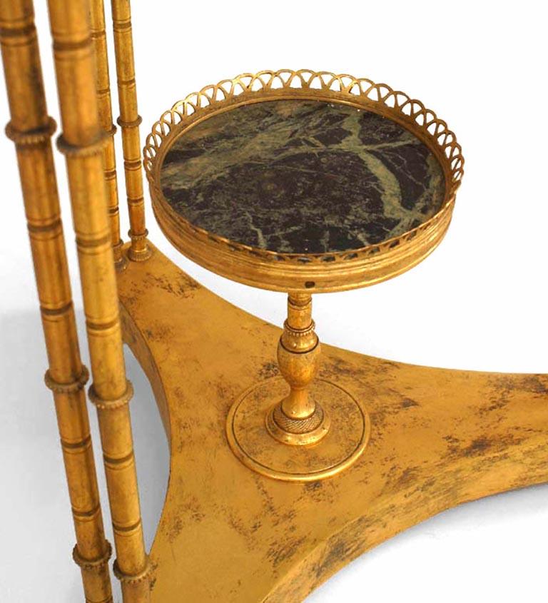 French Charles X Faux Bamboo and Green Marble Tables 2