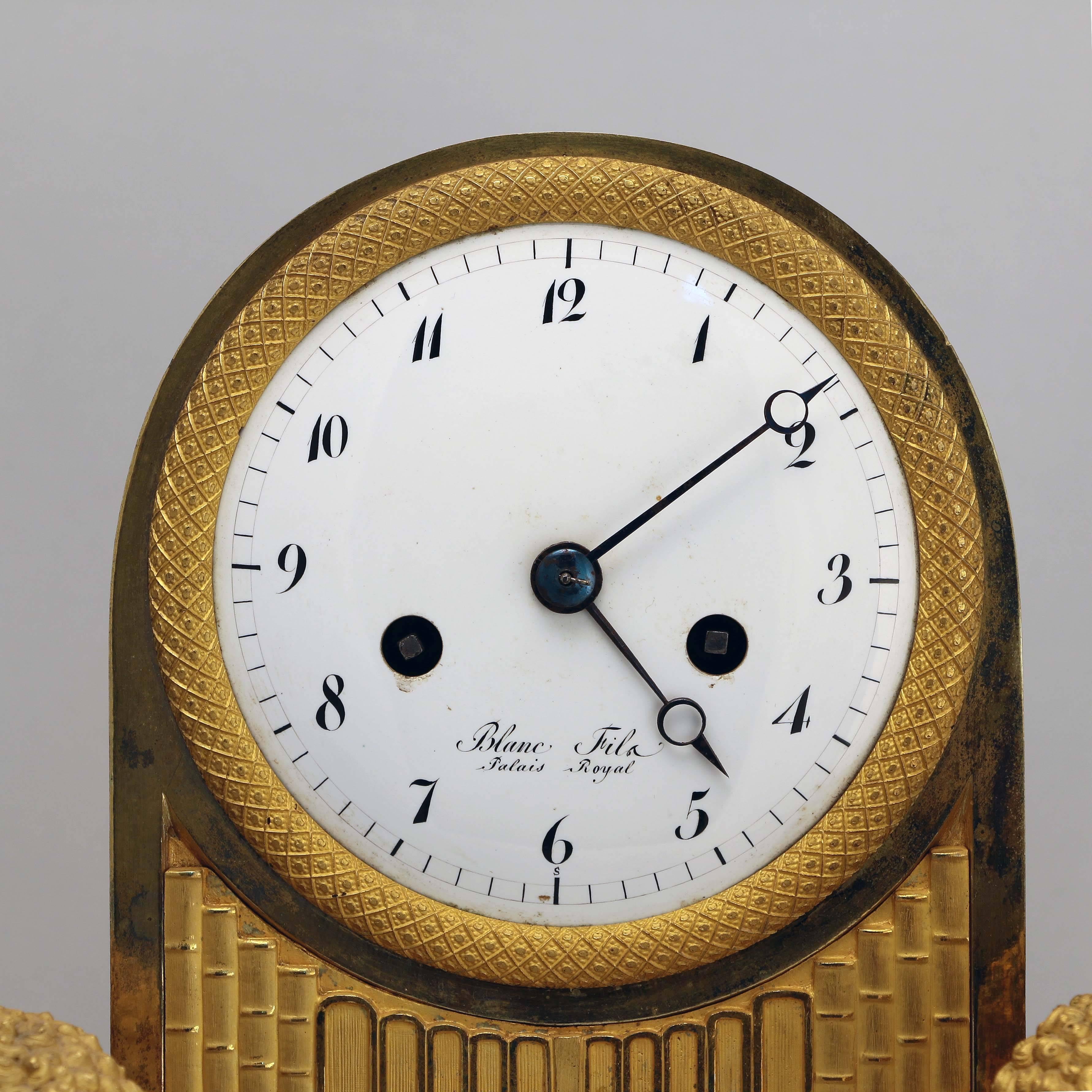 French Empire Gilt Bronze Mantel Clock For Sale 2