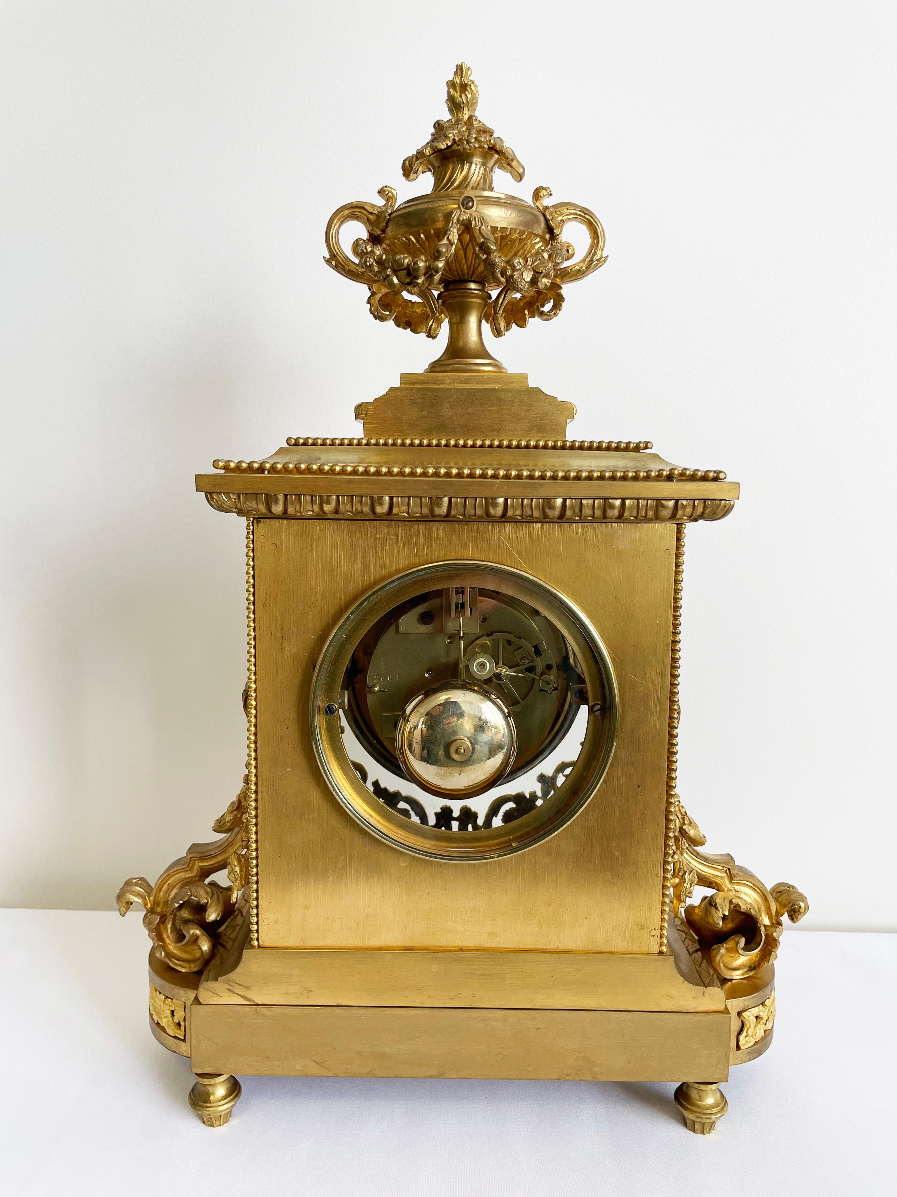 French Charles X Gilt Bronze Mantel Clock, Henri Robert, 19th Century For Sale 7