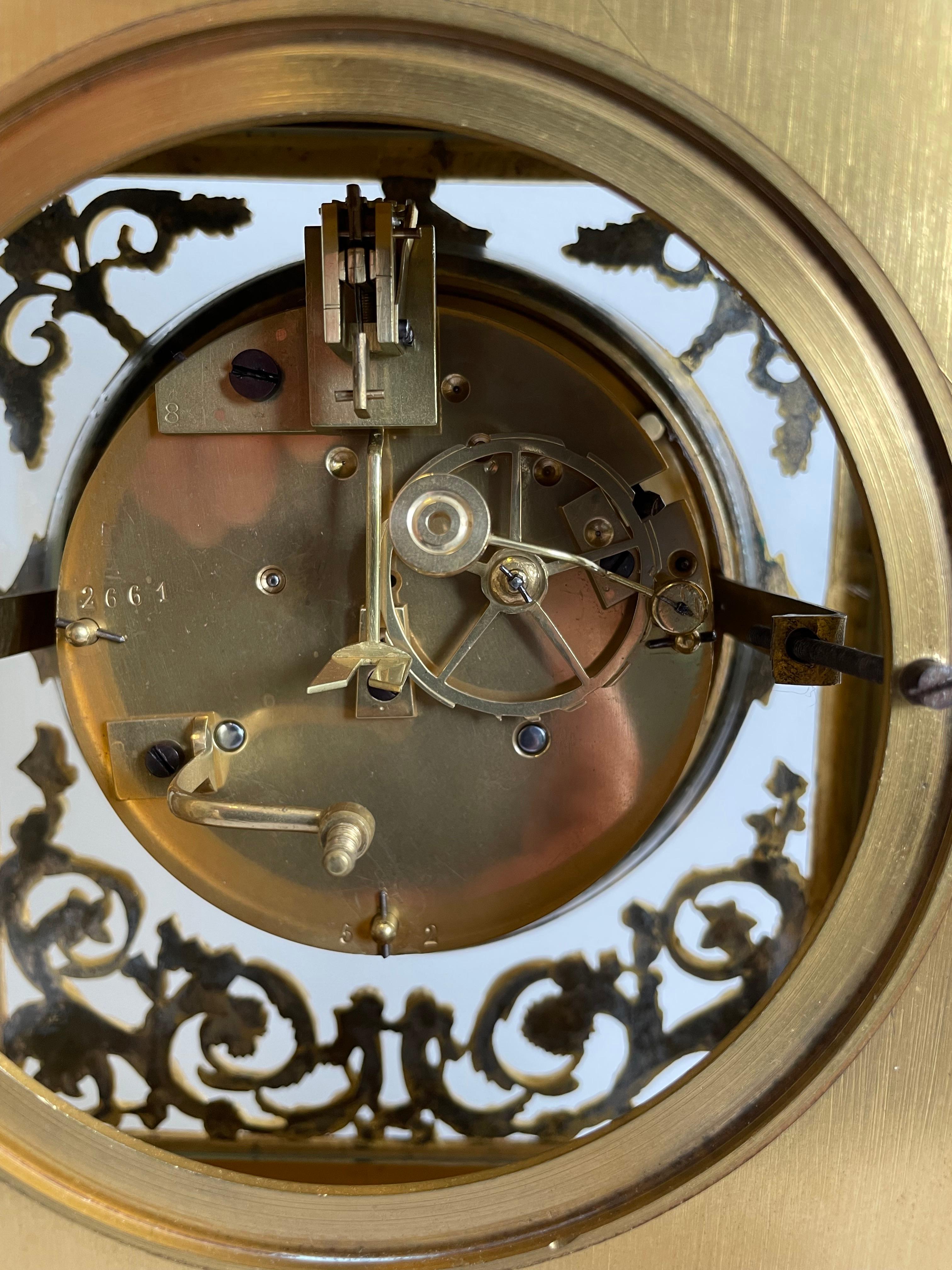 French Charles X Gilt Bronze Mantel Clock, Henri Robert, 19th Century For Sale 9