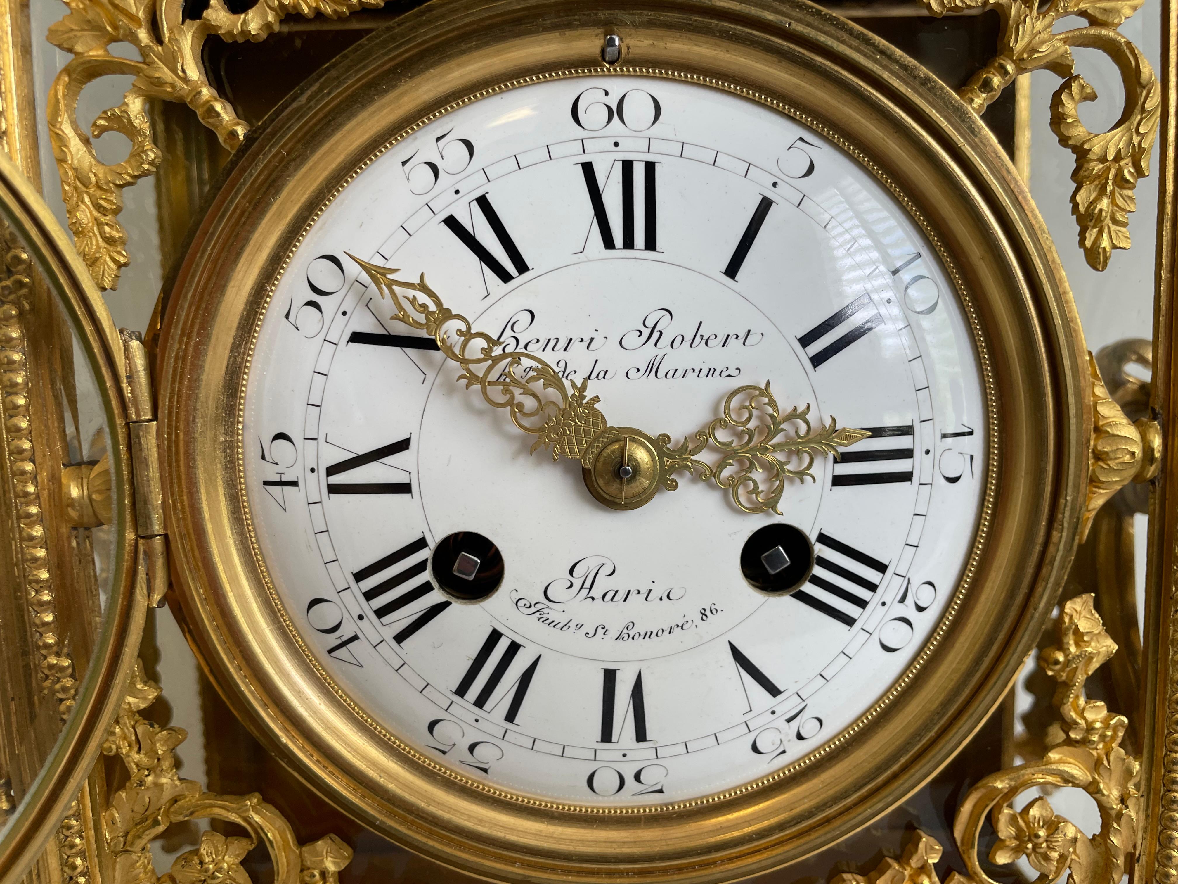 French Charles X Gilt Bronze Mantel Clock, Henri Robert, 19th Century In Good Condition For Sale In Melbourne, Victoria