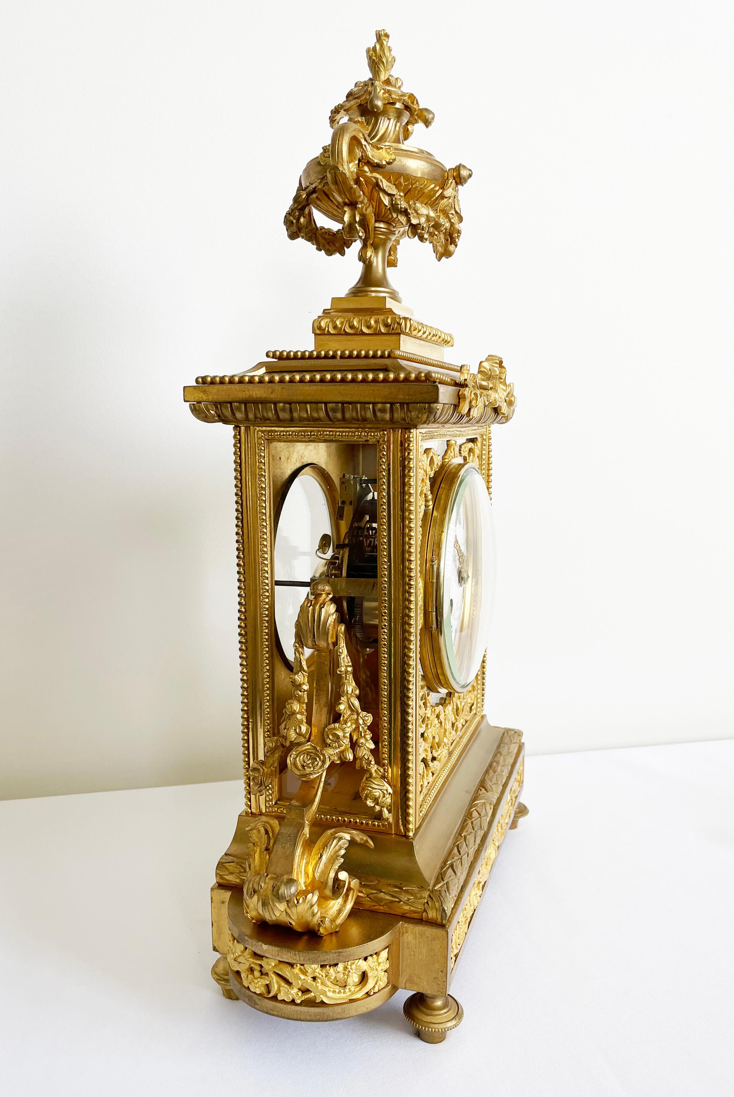French Charles X Gilt Bronze Mantel Clock, Henri Robert, 19th Century For Sale 2