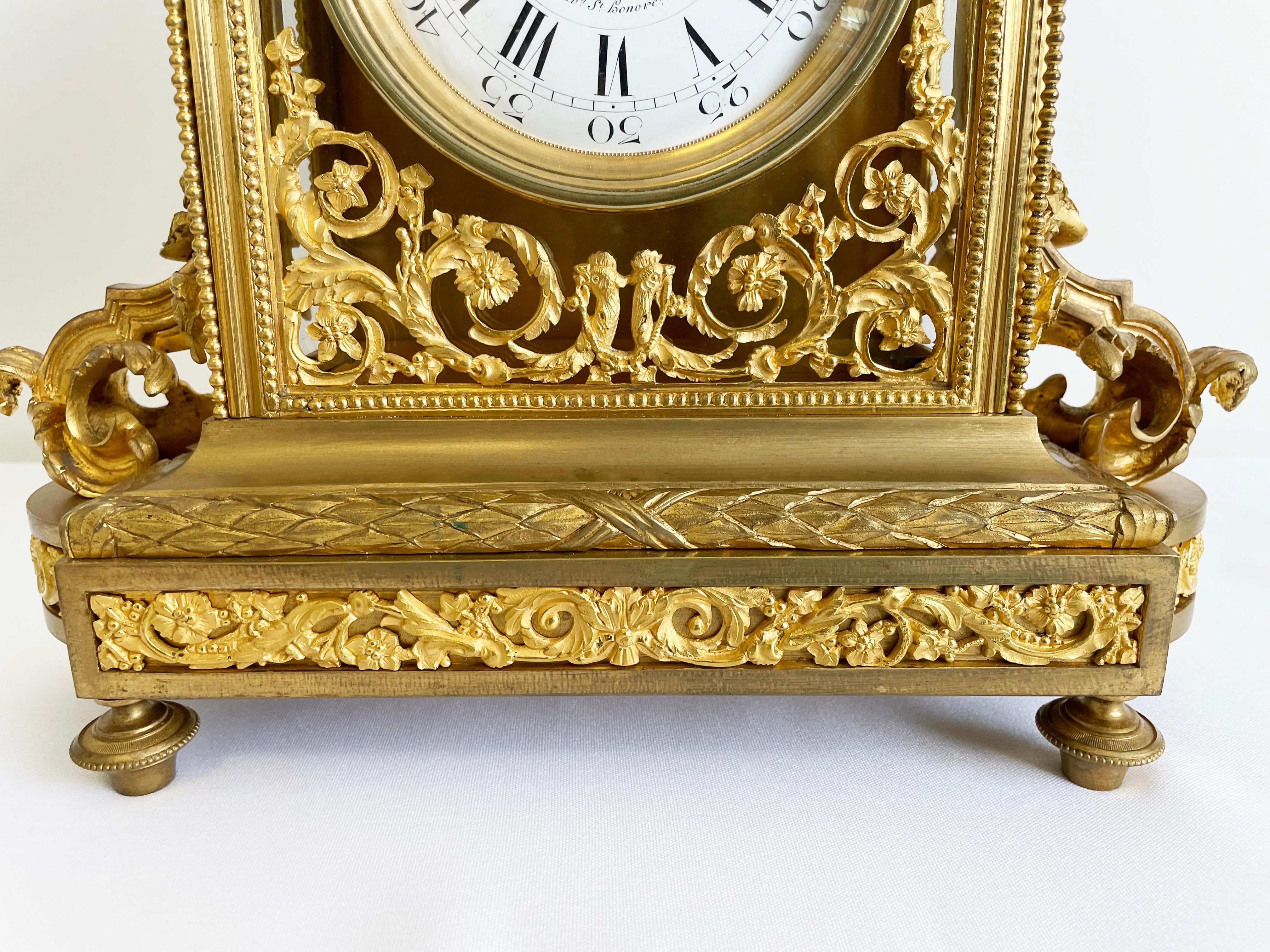 French Charles X Gilt Bronze Mantel Clock, Henri Robert, 19th Century For Sale 5