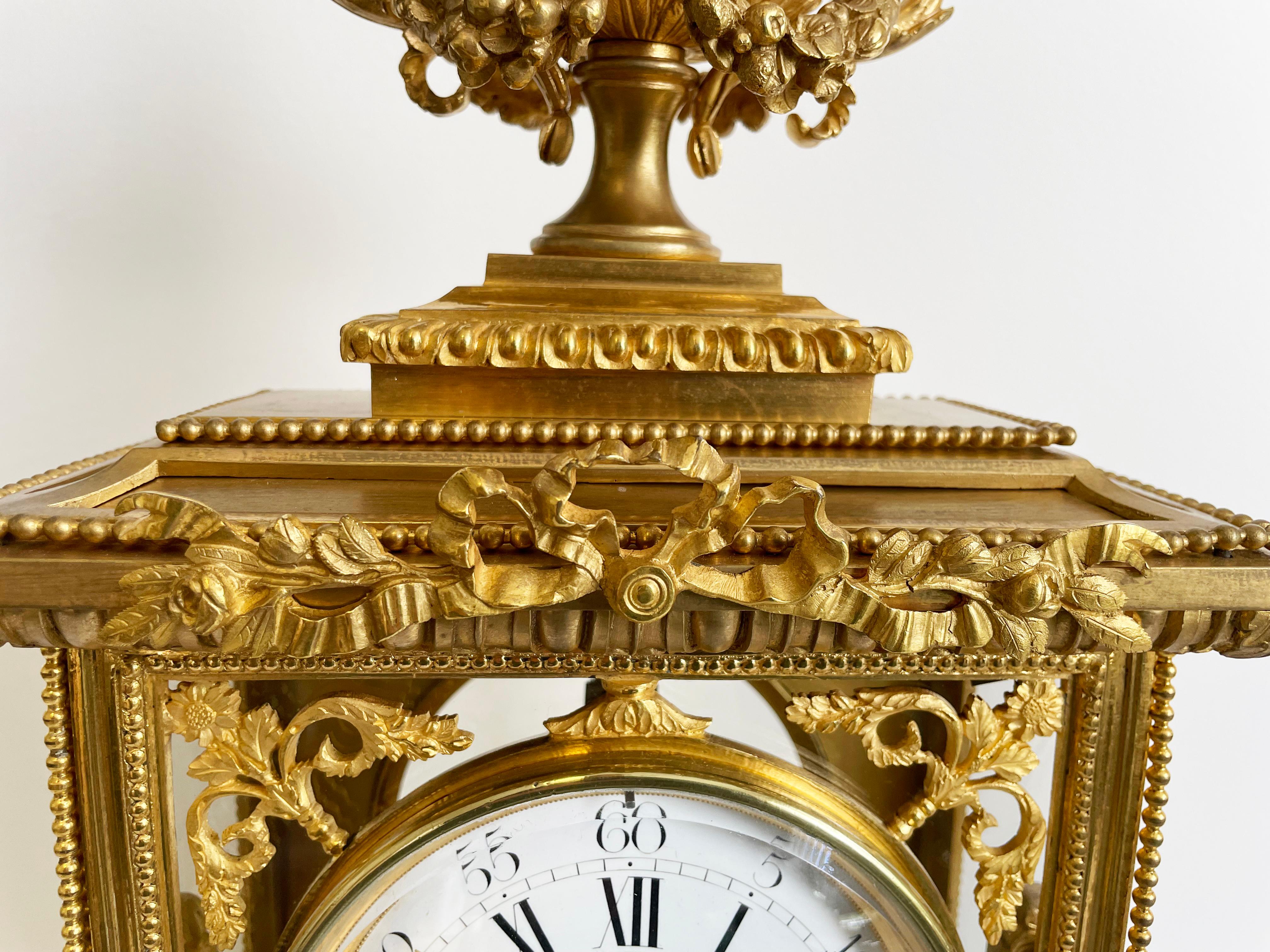 French Charles X Gilt Bronze Mantel Clock, Henri Robert, 19th Century For Sale 6