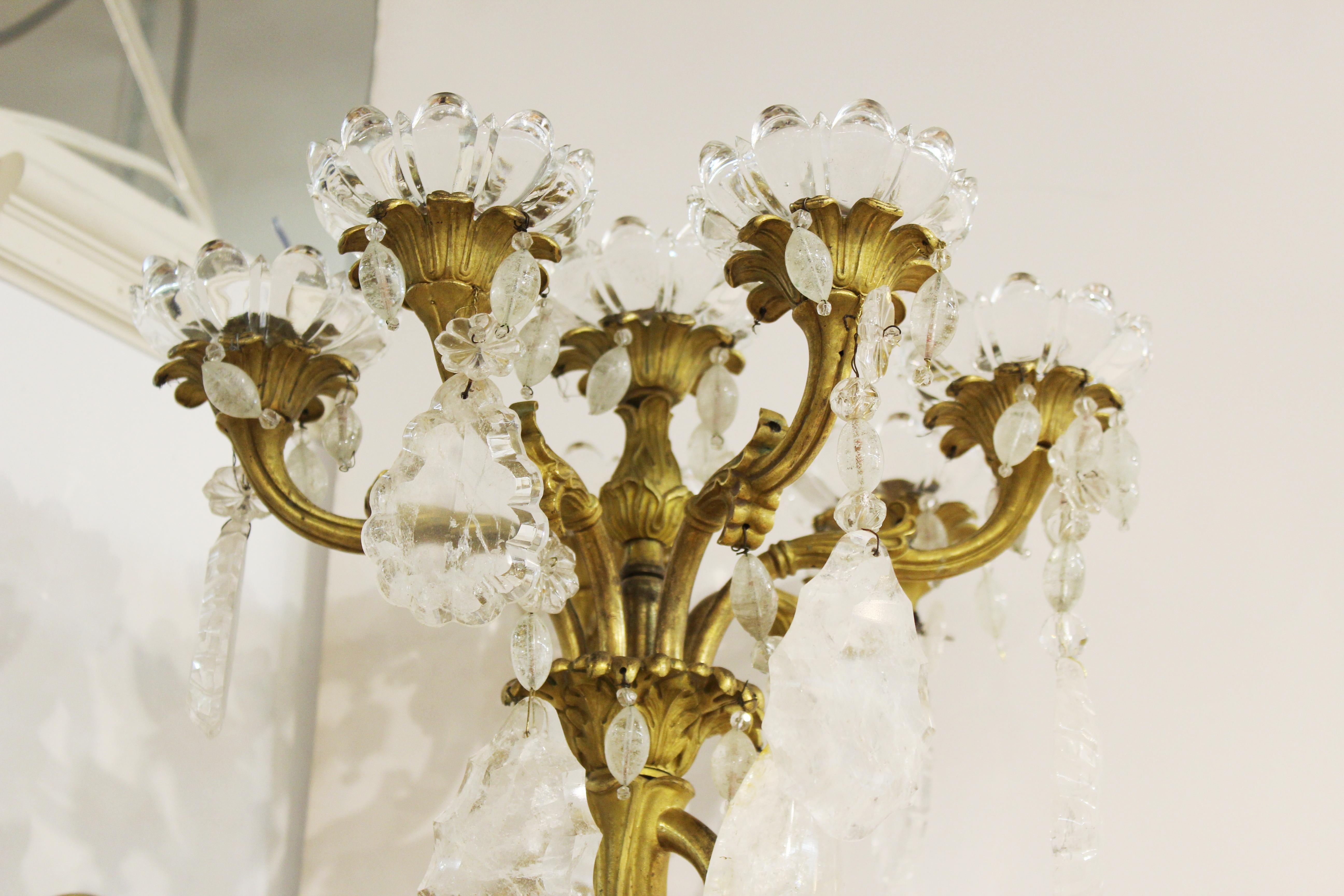French Charles X Gilt Bronze & Rock Crystal Wall Sconces 4