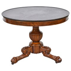 French Charles X Guéridon Pedestal Table in Mahogany with Round Marble Top