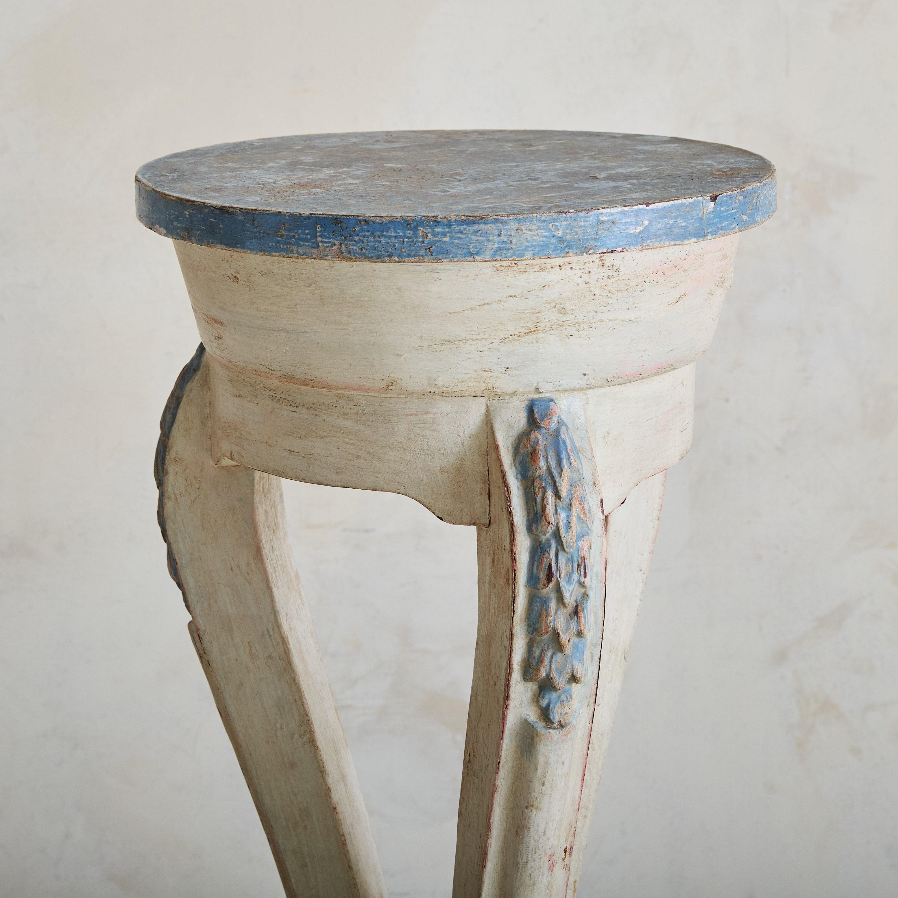 Piedistallo in legno francese Charles X, avorio e blu, 19° secolo - 2 disponibili in vendita 3