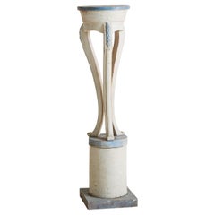 French Charles X Ivory + Blue Wooden Pedestal, 19th Century - 2 Available