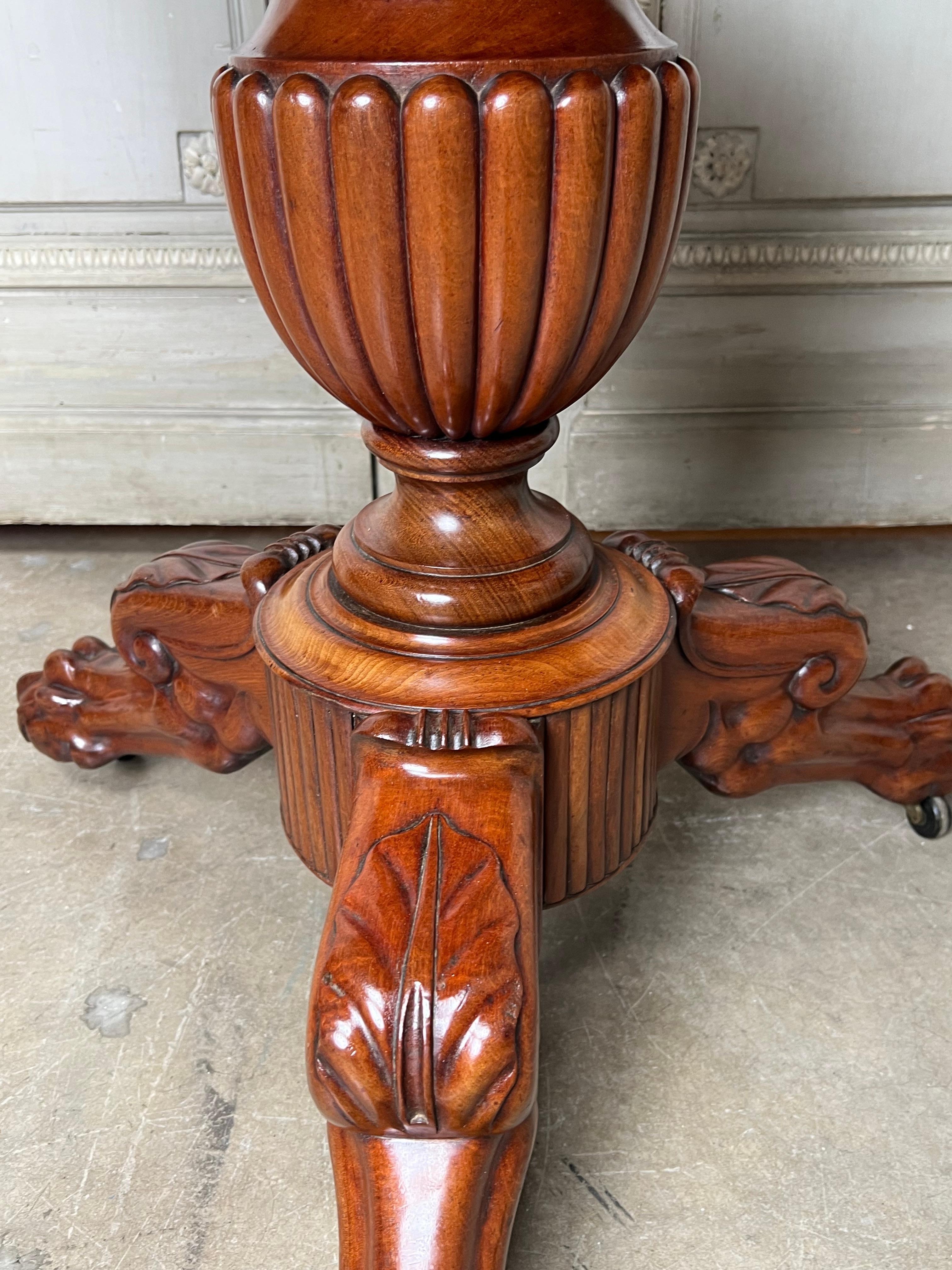 French Charles X Mahogany and Marble Gueridon Center Table For Sale 1