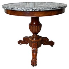 Used French Charles X Mahogany and Marble Gueridon Center Table