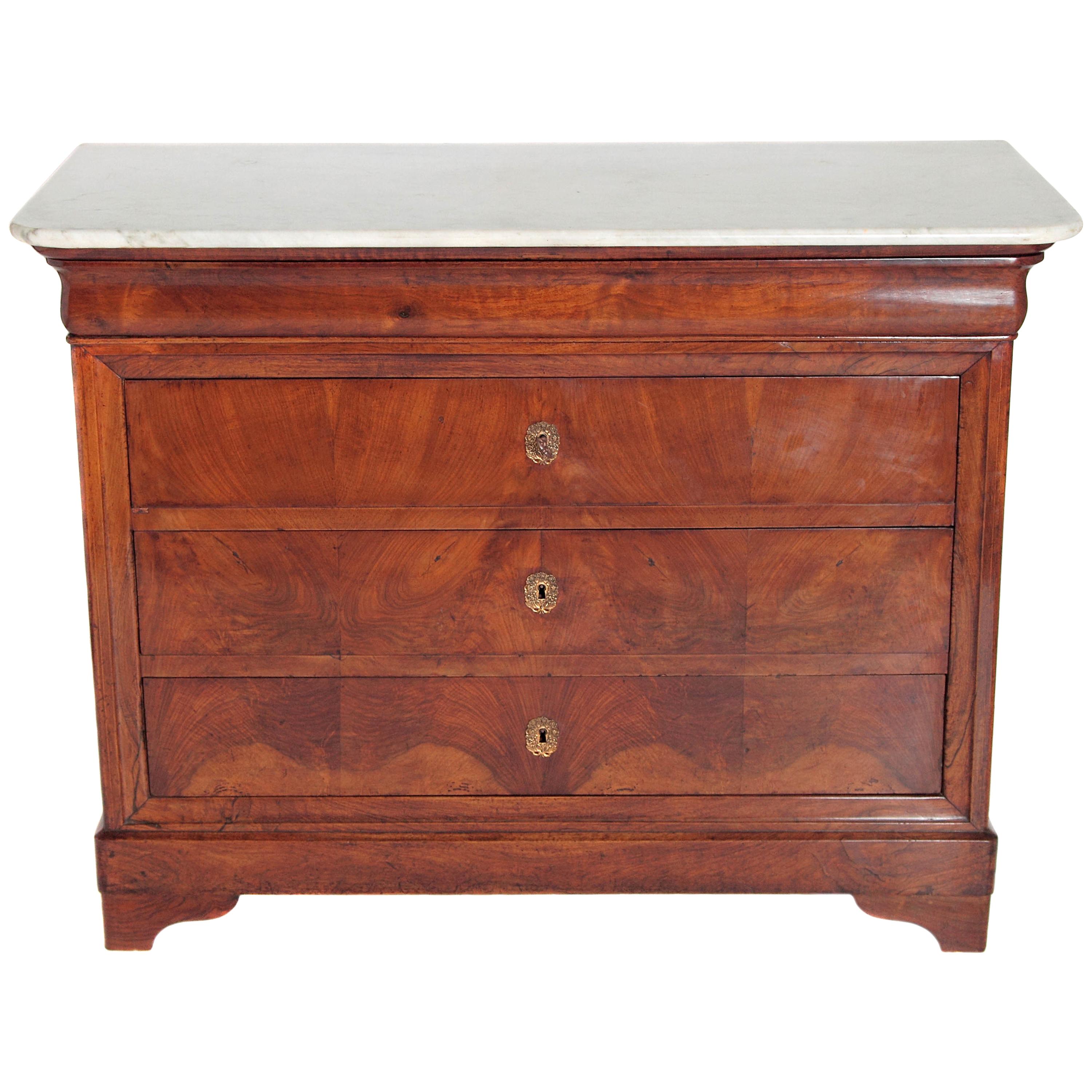 French Charles X Mahogany Marble Top Chest