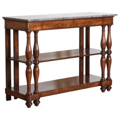 French Charles X Mahogany and Marble Top Étagère Console Table, circa 1825