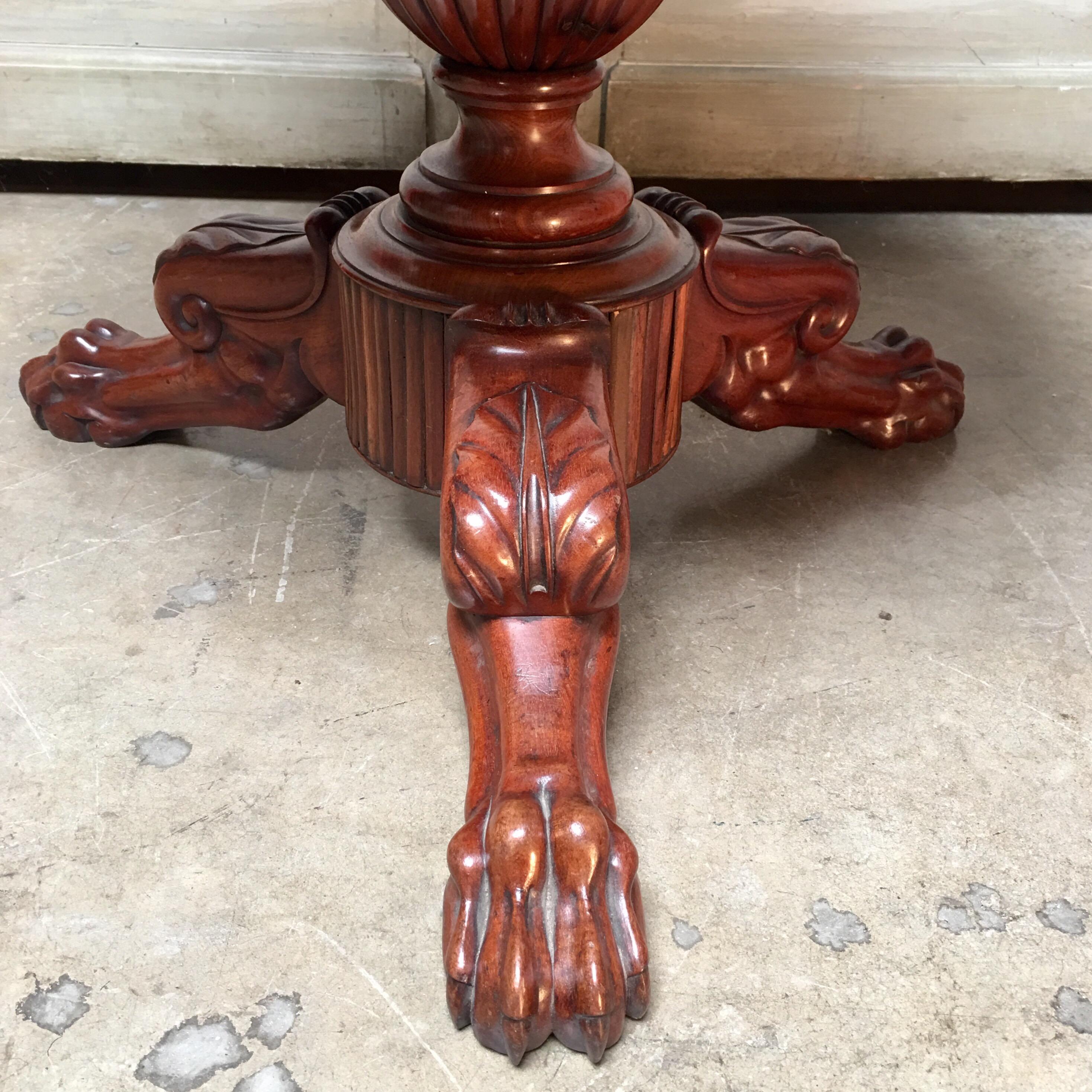 Early 19th Century French Charles X Mahogany Pedestal Table with a Marble Top In Good Condition For Sale In Dallas, TX