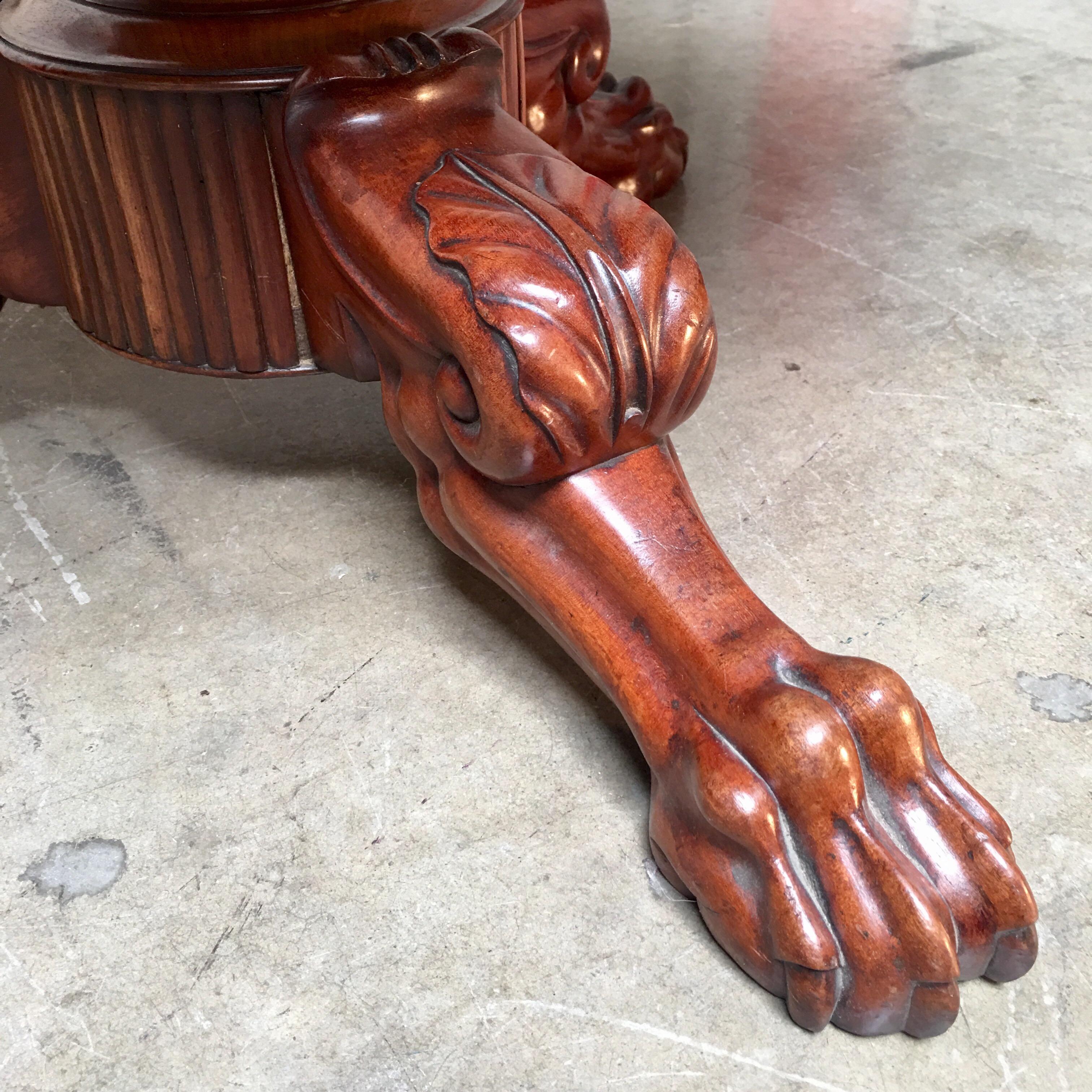 Early 19th Century French Charles X Mahogany Pedestal Table with a Marble Top For Sale 2
