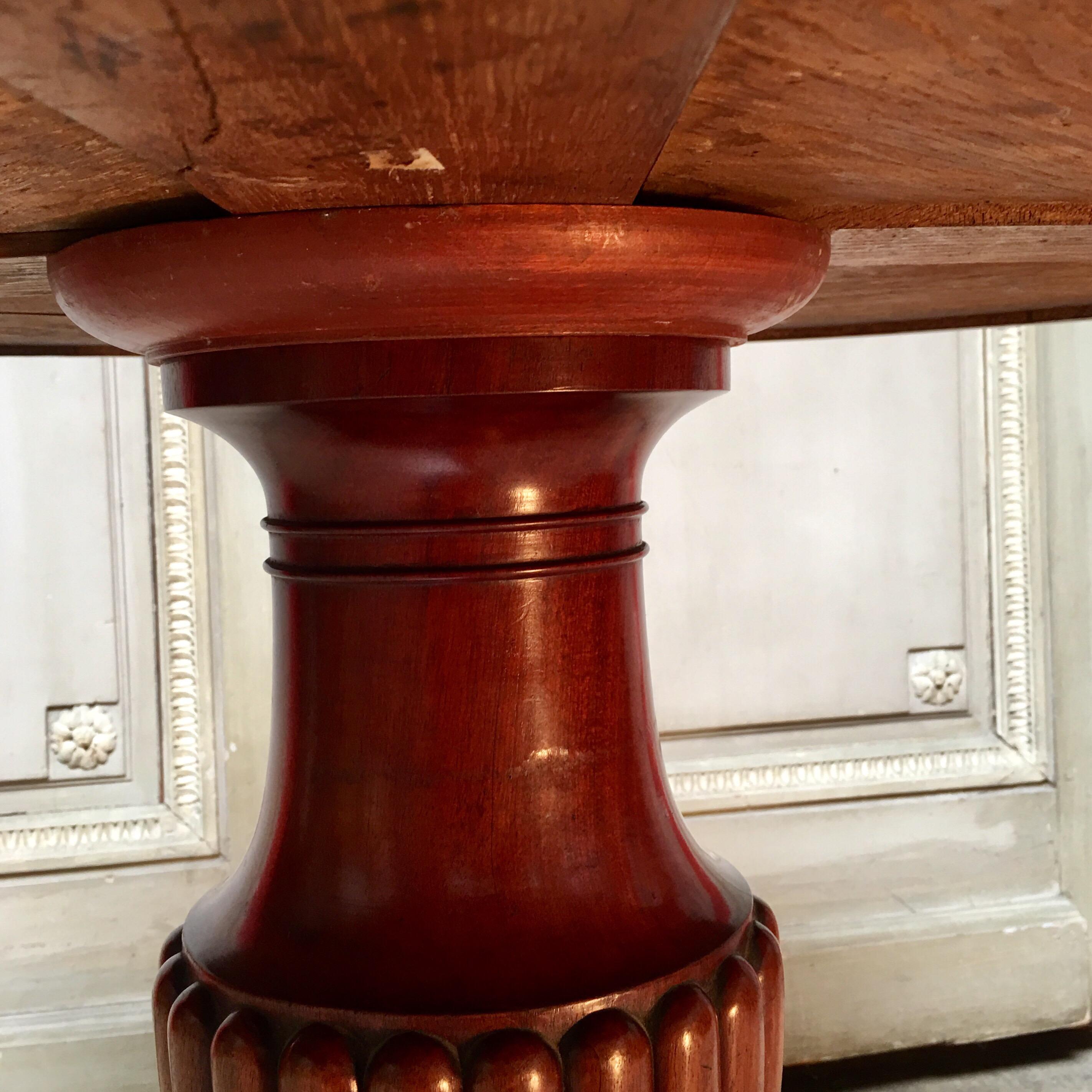 Early 19th Century French Charles X Mahogany Pedestal Table with a Marble Top For Sale 5