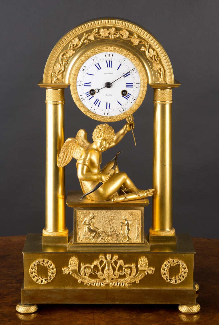 French Charles X Ormolu Mantel Clock For Sale at 1stdibs