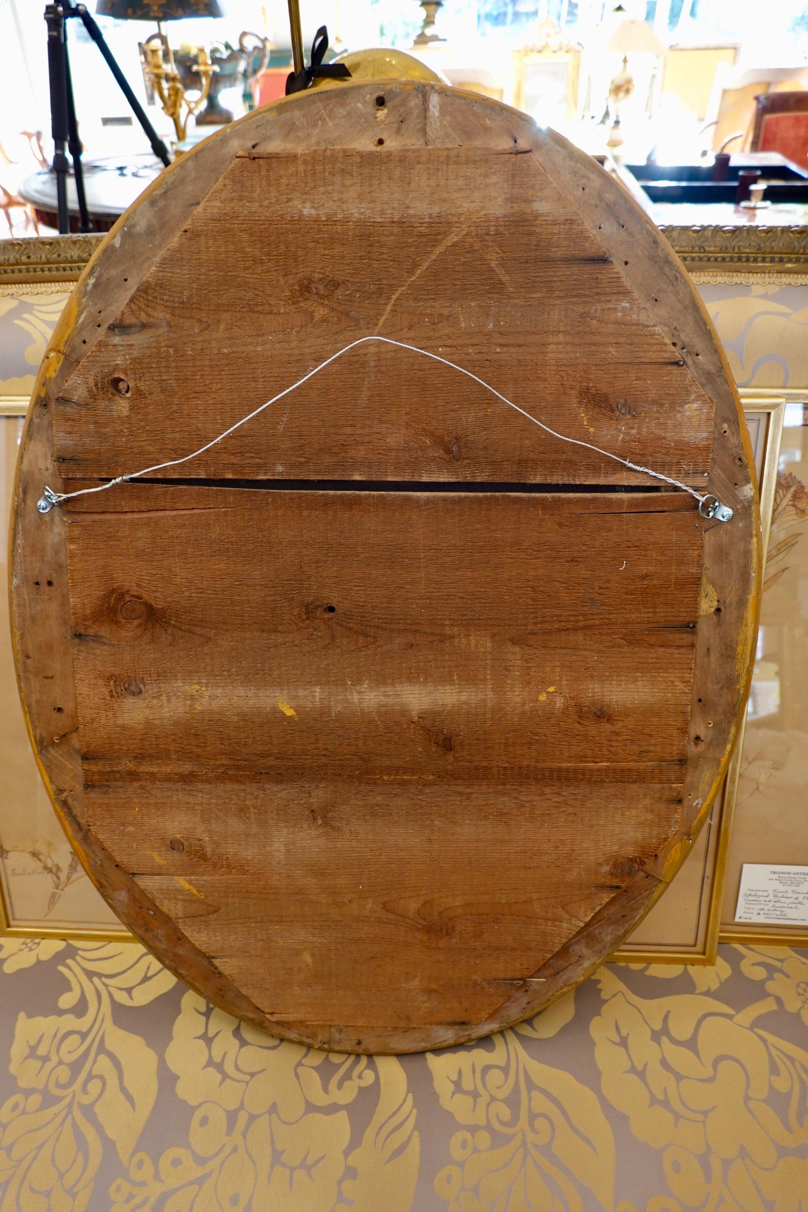 Miroir ovale Charles X français avec verre biseauté en vente 5