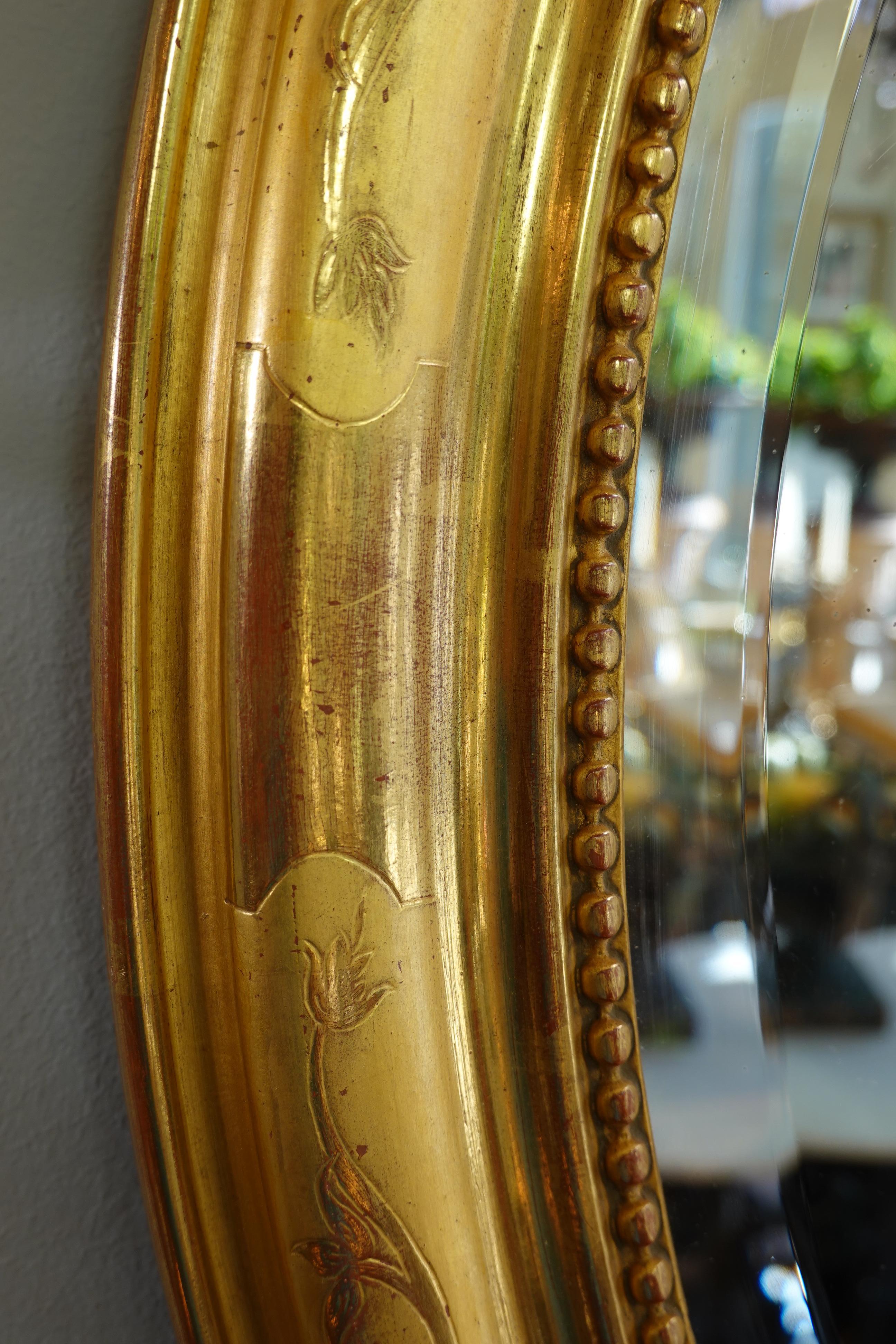 Französischer Charles X Oval Spiegel mit abgeschrägtem Glas (Holz) im Angebot